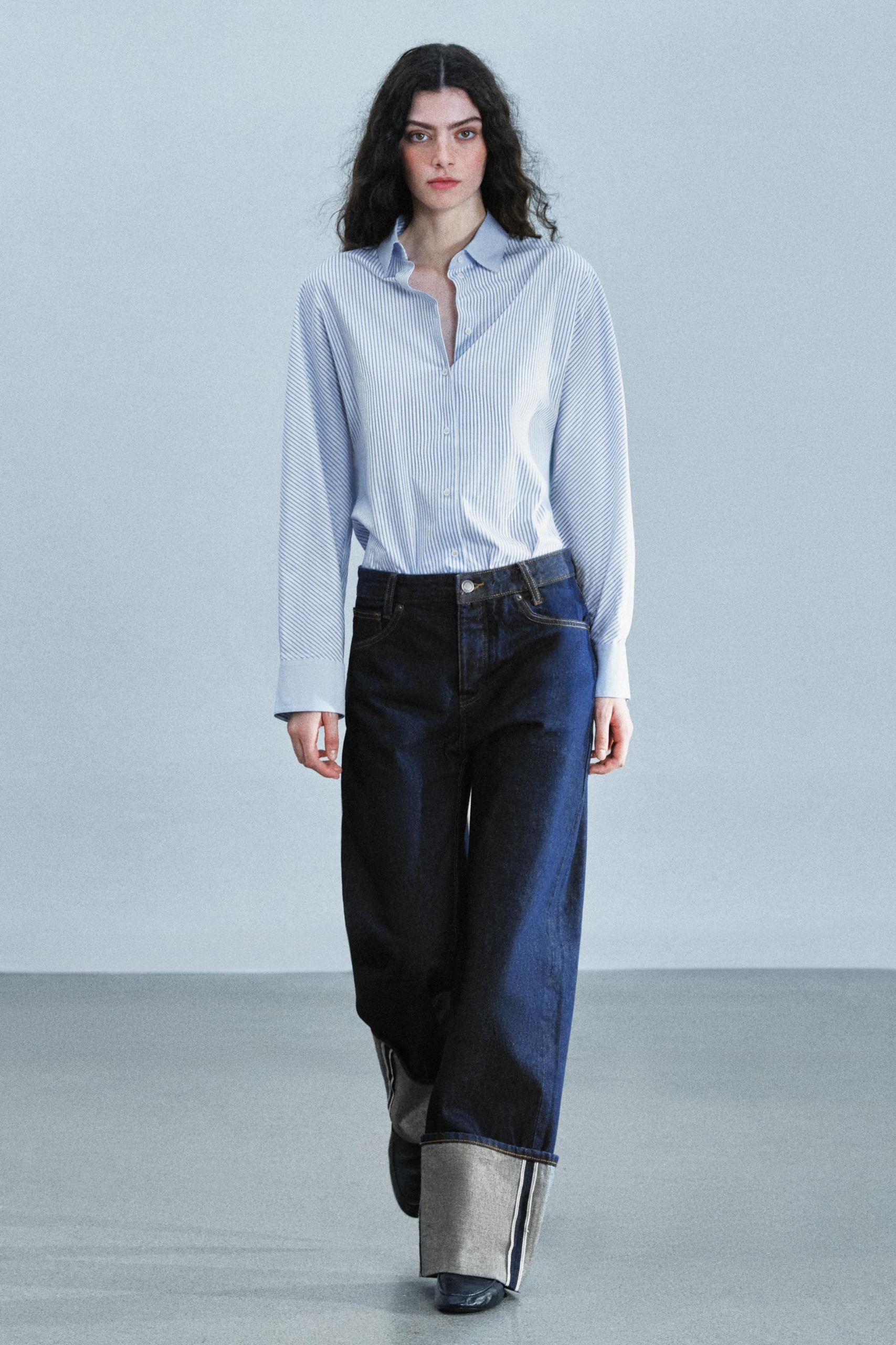 Zw Collection Turn-Up Low-Rise Jeans - Blue - 6