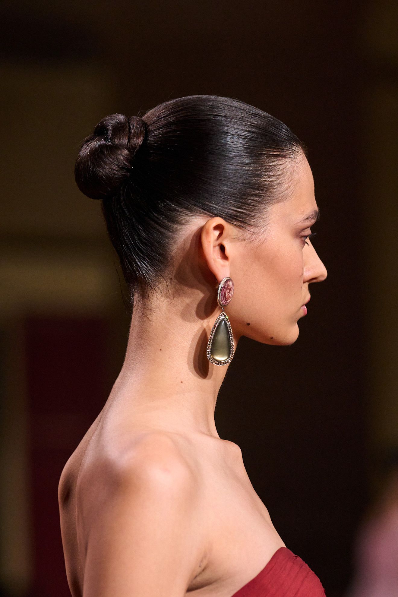 Slicked-back bun.