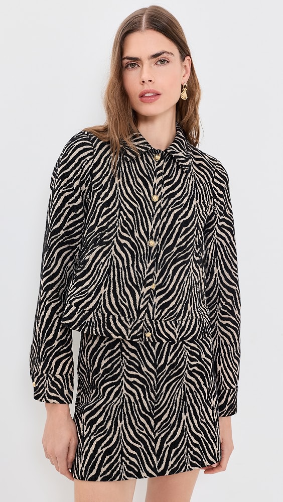 Klaire Skirt and Jacket Set - Black/cr&egrave;me