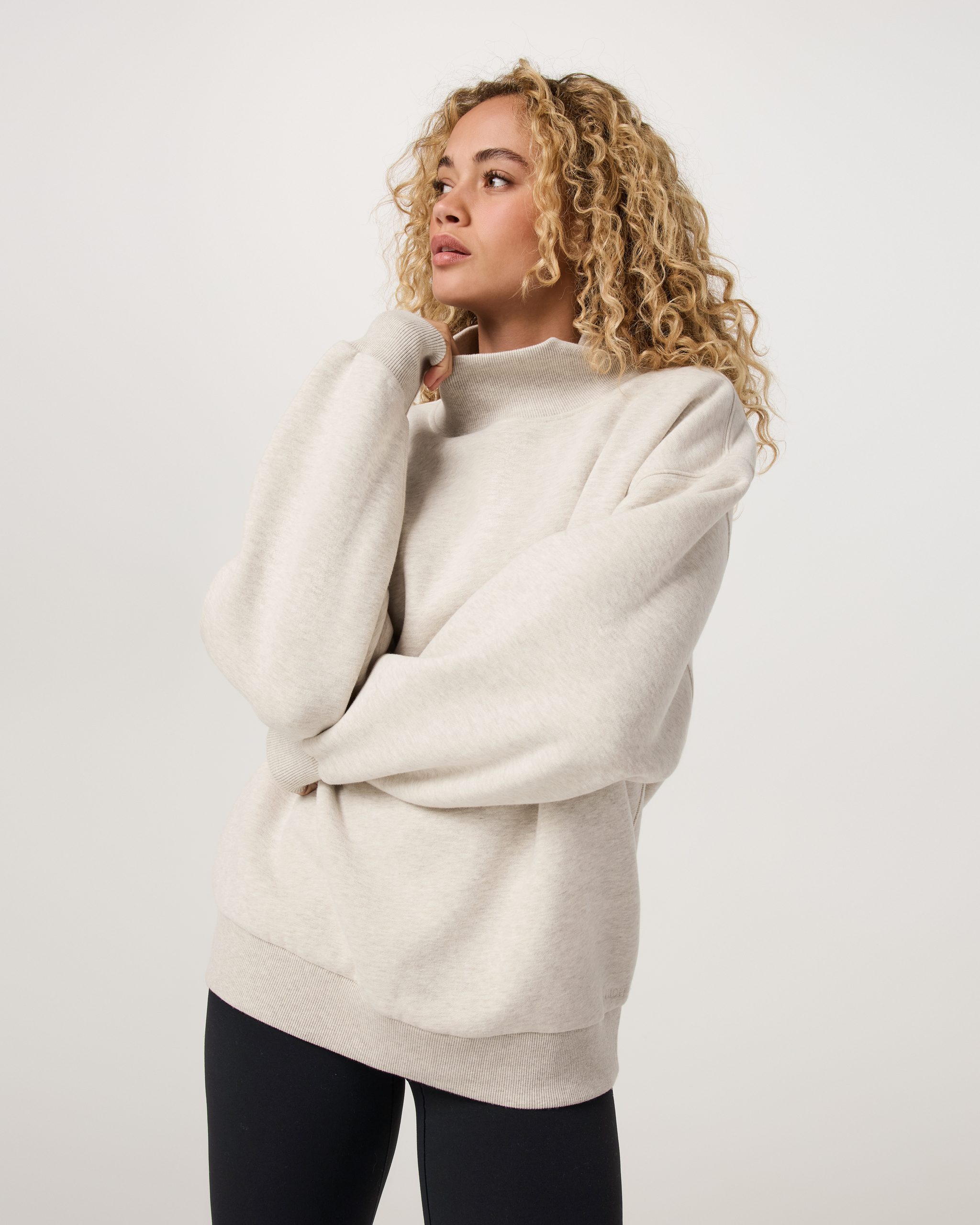 Restore Oversized Mock Neck - Bone Heather - Xxs