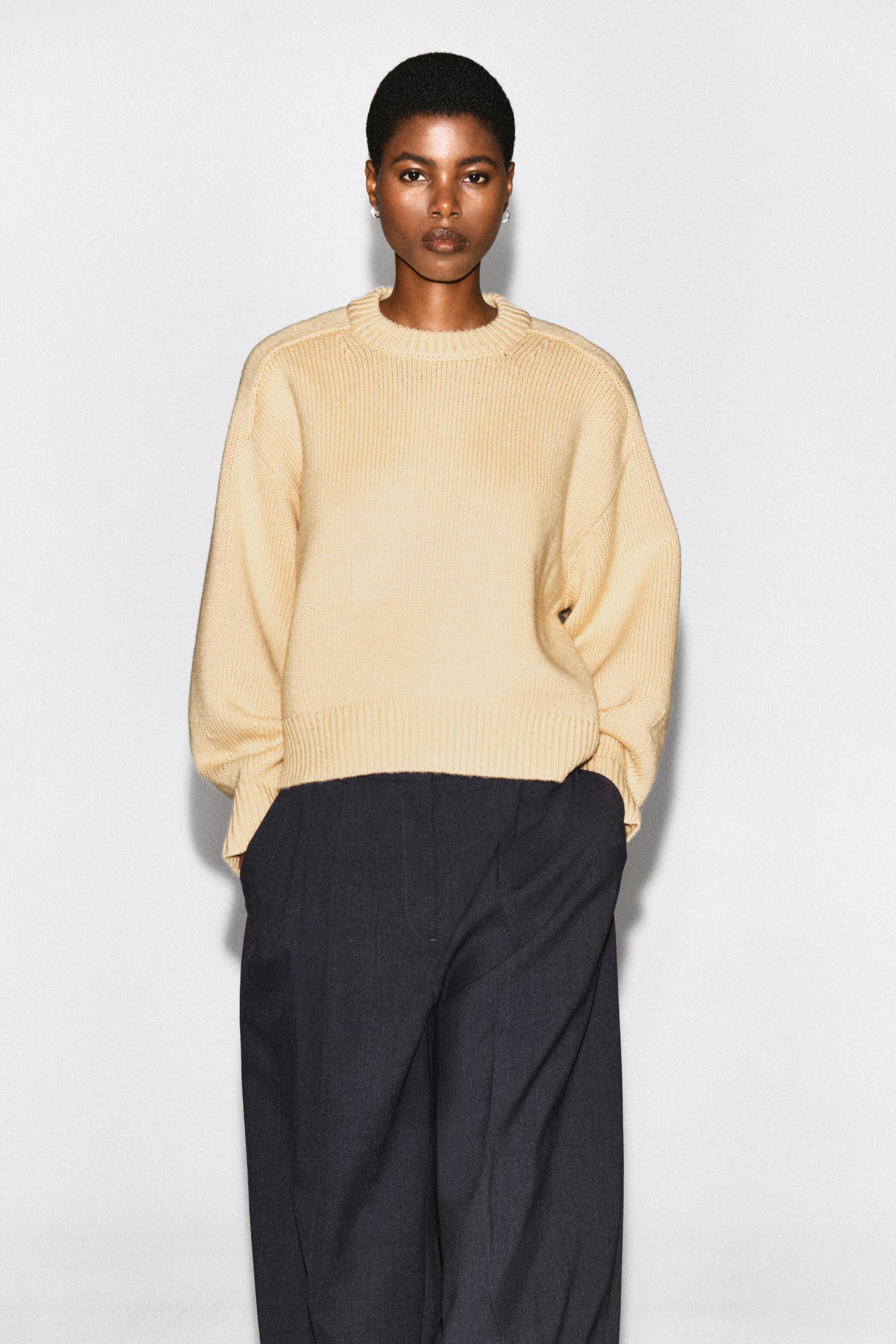 Rounded Wool Crew-Neck Jumper