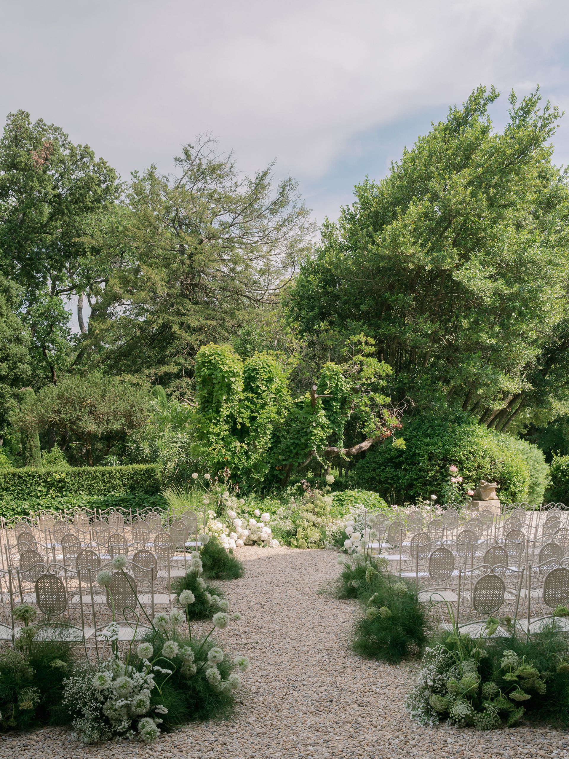 Chairs arranged for the wedding ceremony.
