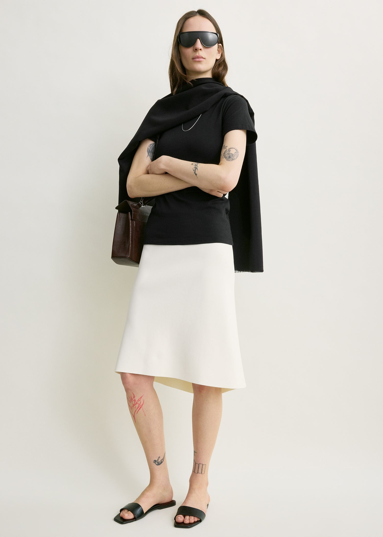 Dipped Knit Skirt White - Xxs