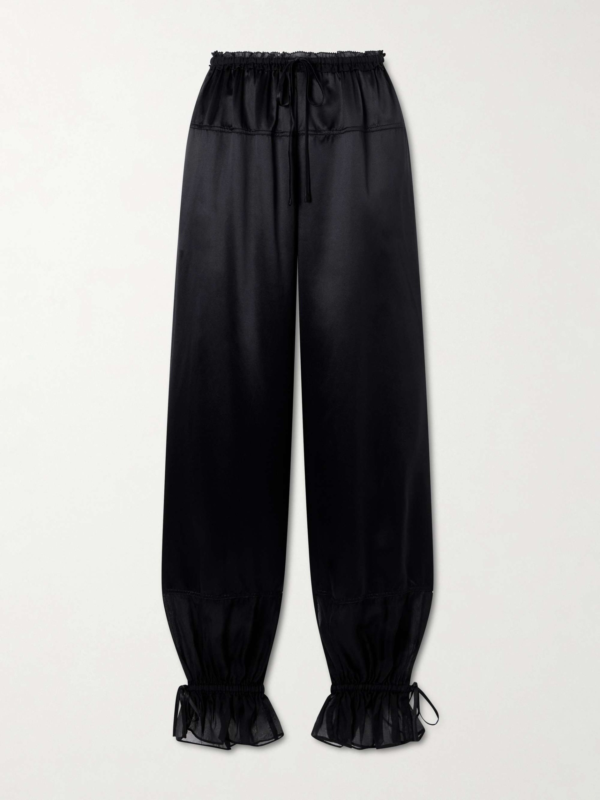 Camile Cinched Ruffled Silk Balloon Pants