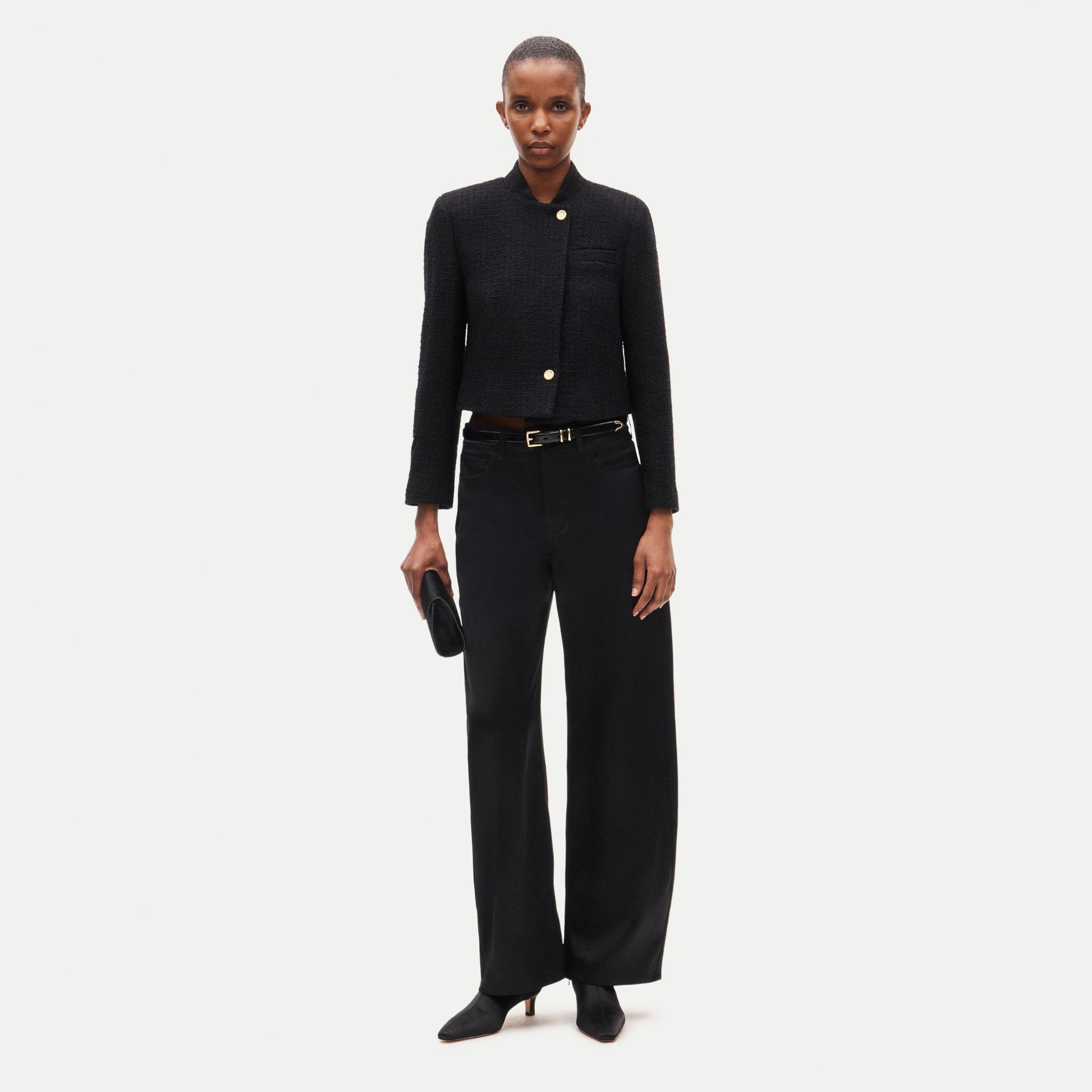 Model wearing a chic J.Crew outfit.
