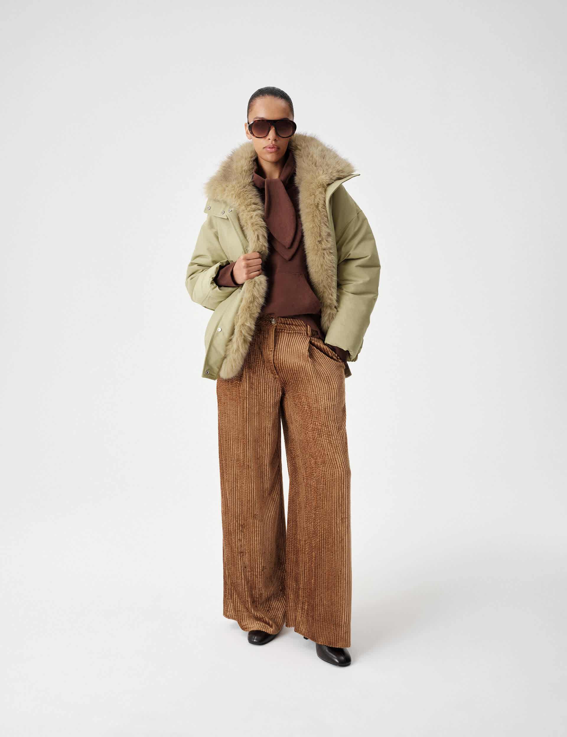 Cotton Rich Relaxed Padded Faux Fur Utility Jacket