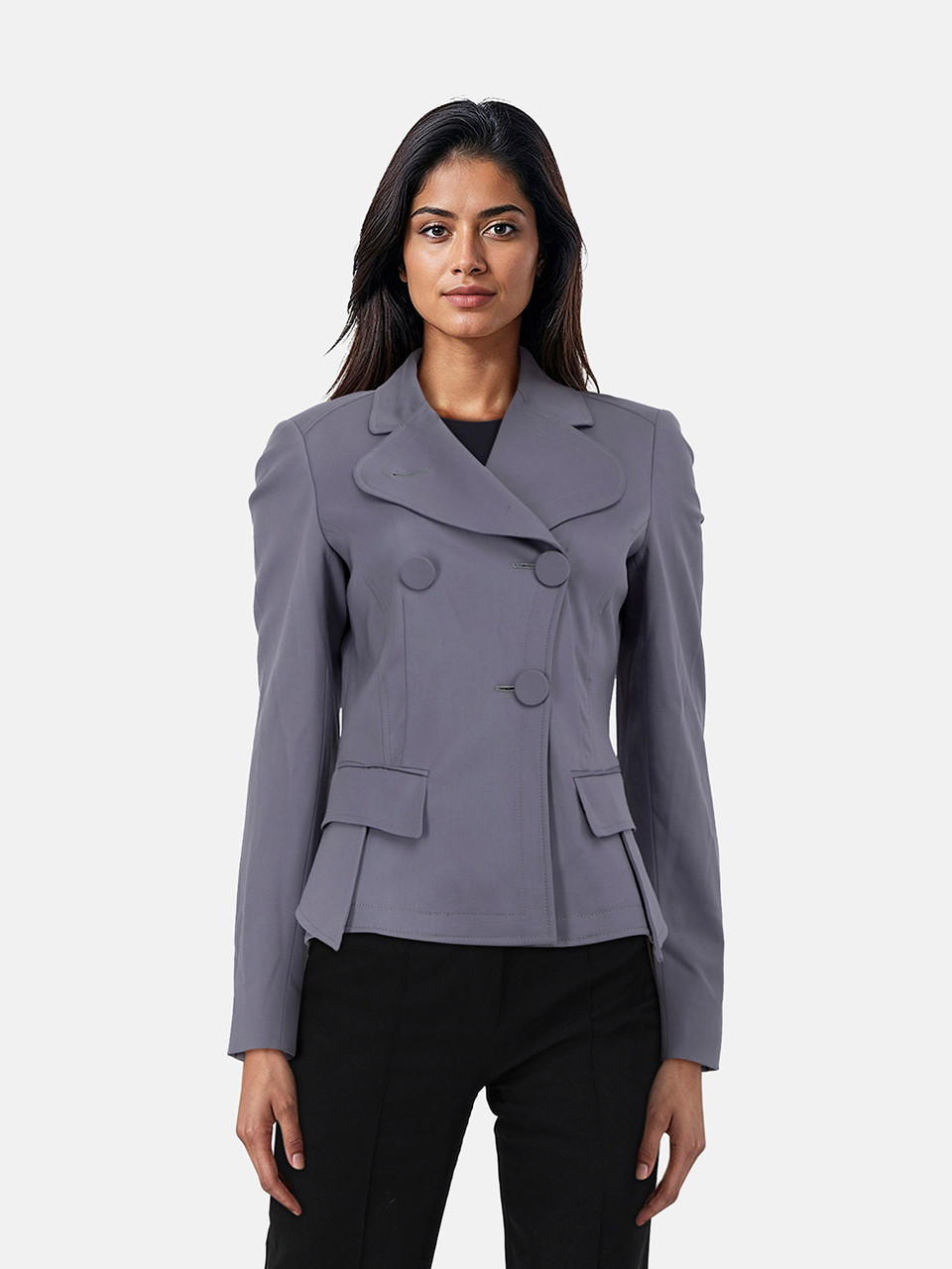 Purple Wool Double Breast Blazer