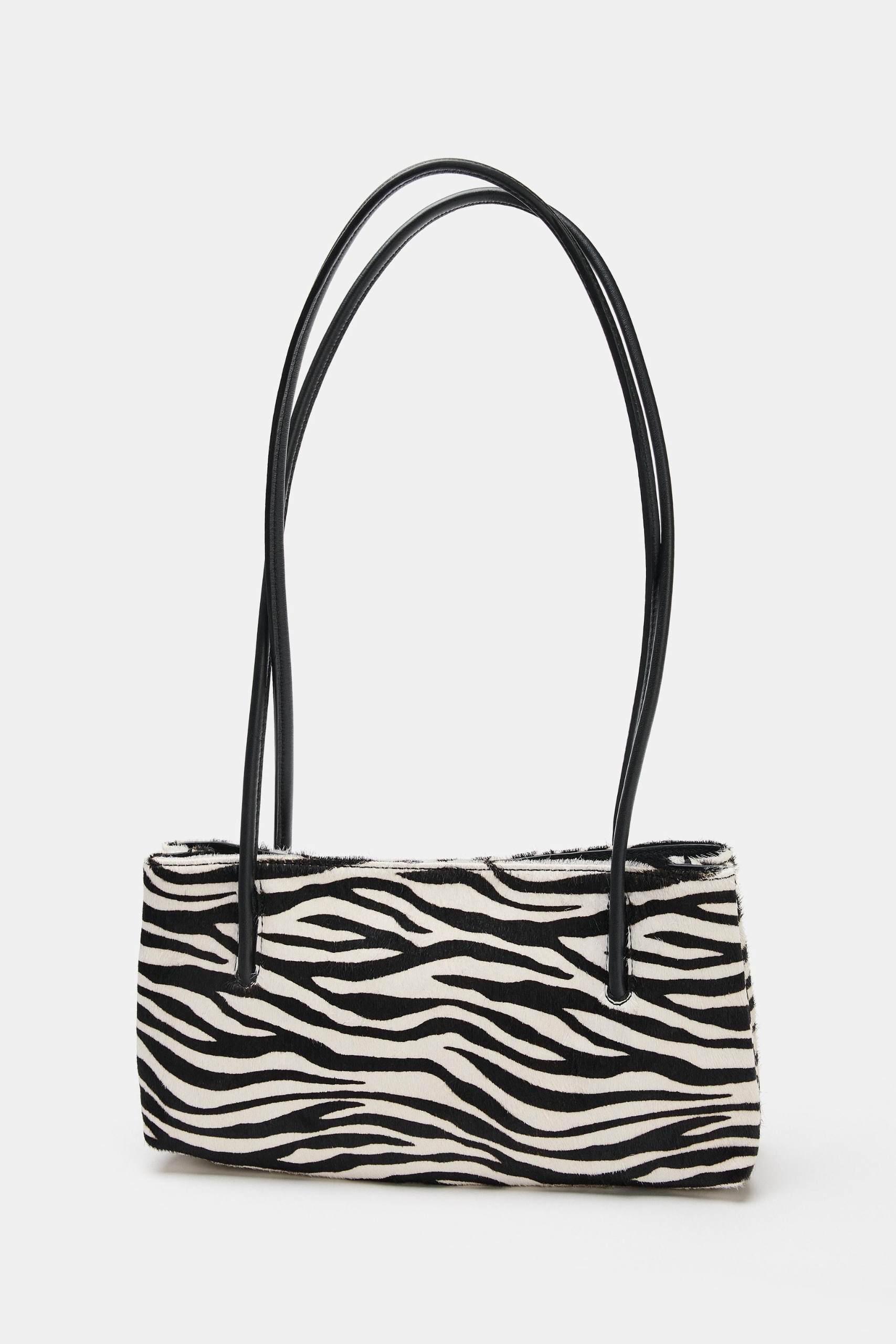 Animal Print Leather Shoulder Bag - Zebra - One Size Only