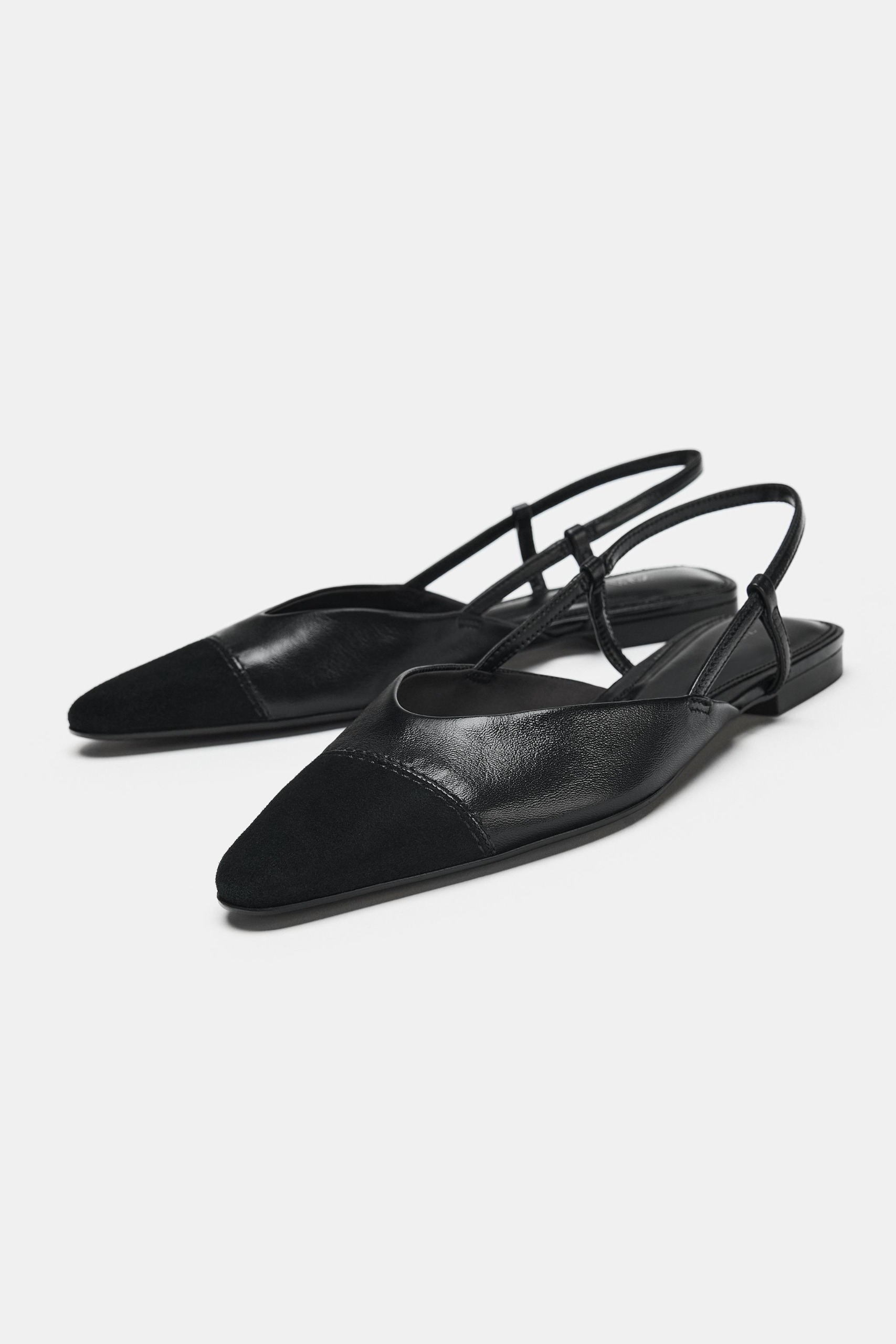 Leather Slingback Shoes - Black - 5
