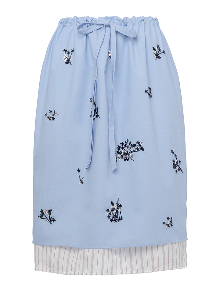 DES_PHEMMES, Embellished Cotton Knee-Length Skirt