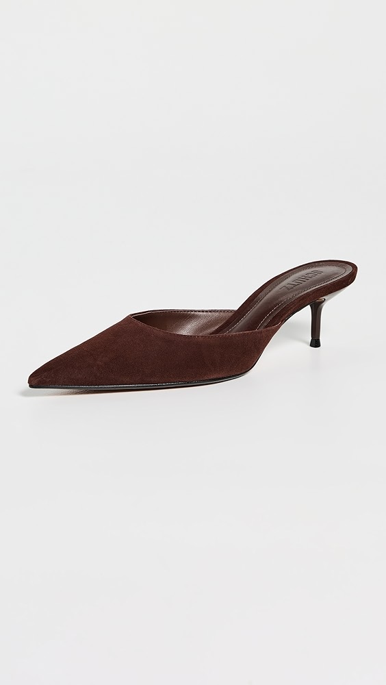 Julie Kitten Heel Mules - Chestnut Brown