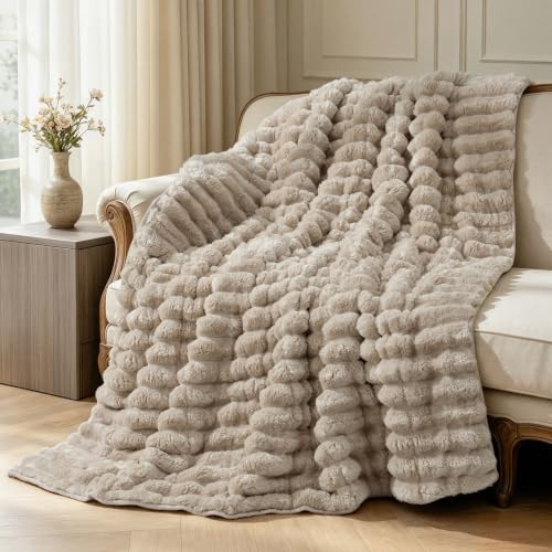Mr. Sandman Weighted Blanket for Adults, Queen Size 60 X 80 Inches, 15 Lbs | Warm Ribbed Flannel; Soft Sherpa Fleece; Machine Washable; Glass Bead Filling; Heavy Throw for Bed and Sleep; Beige