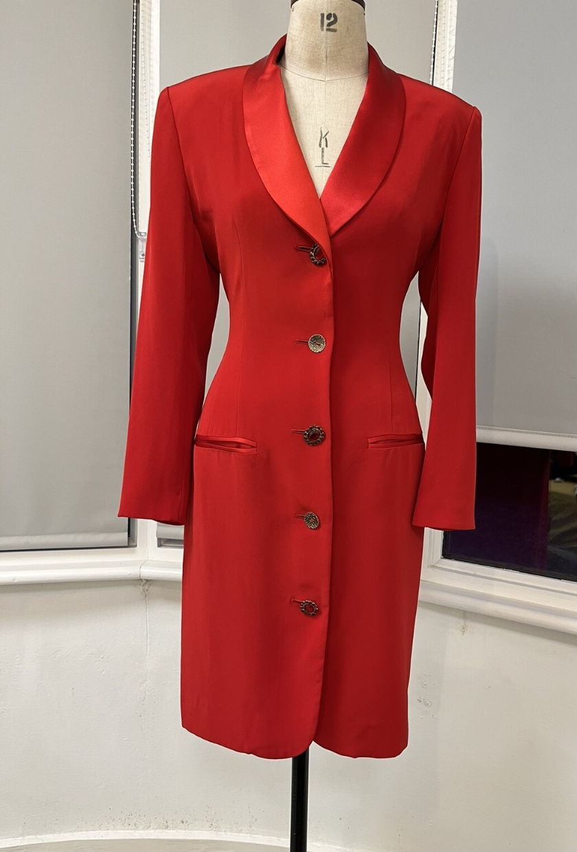 ALBERT NIPON, Fitted Red Suit Dress