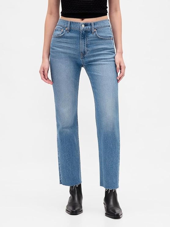GAP, High Rise Straight Fit Crop Denim Jeans