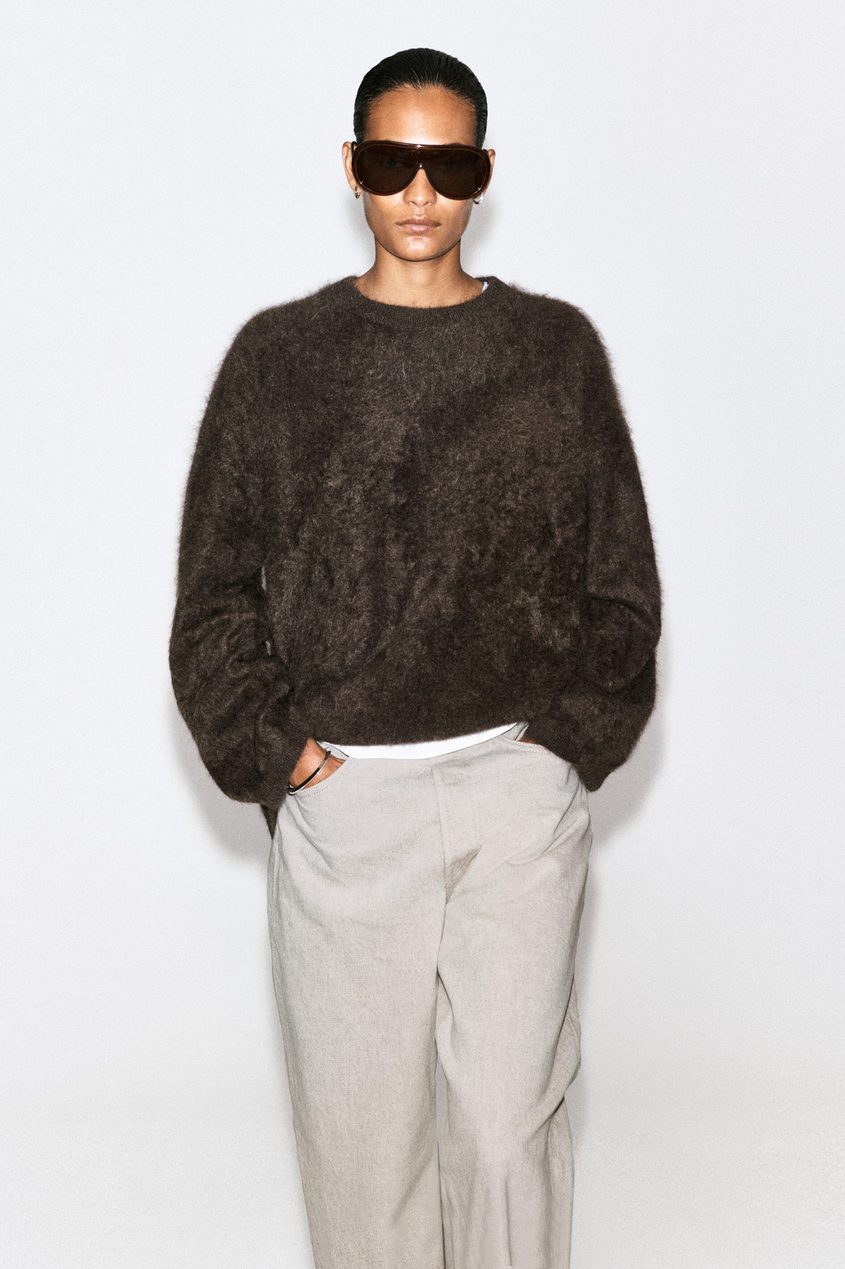 Brushed Pure Cashmere Crew-Neck Jumper