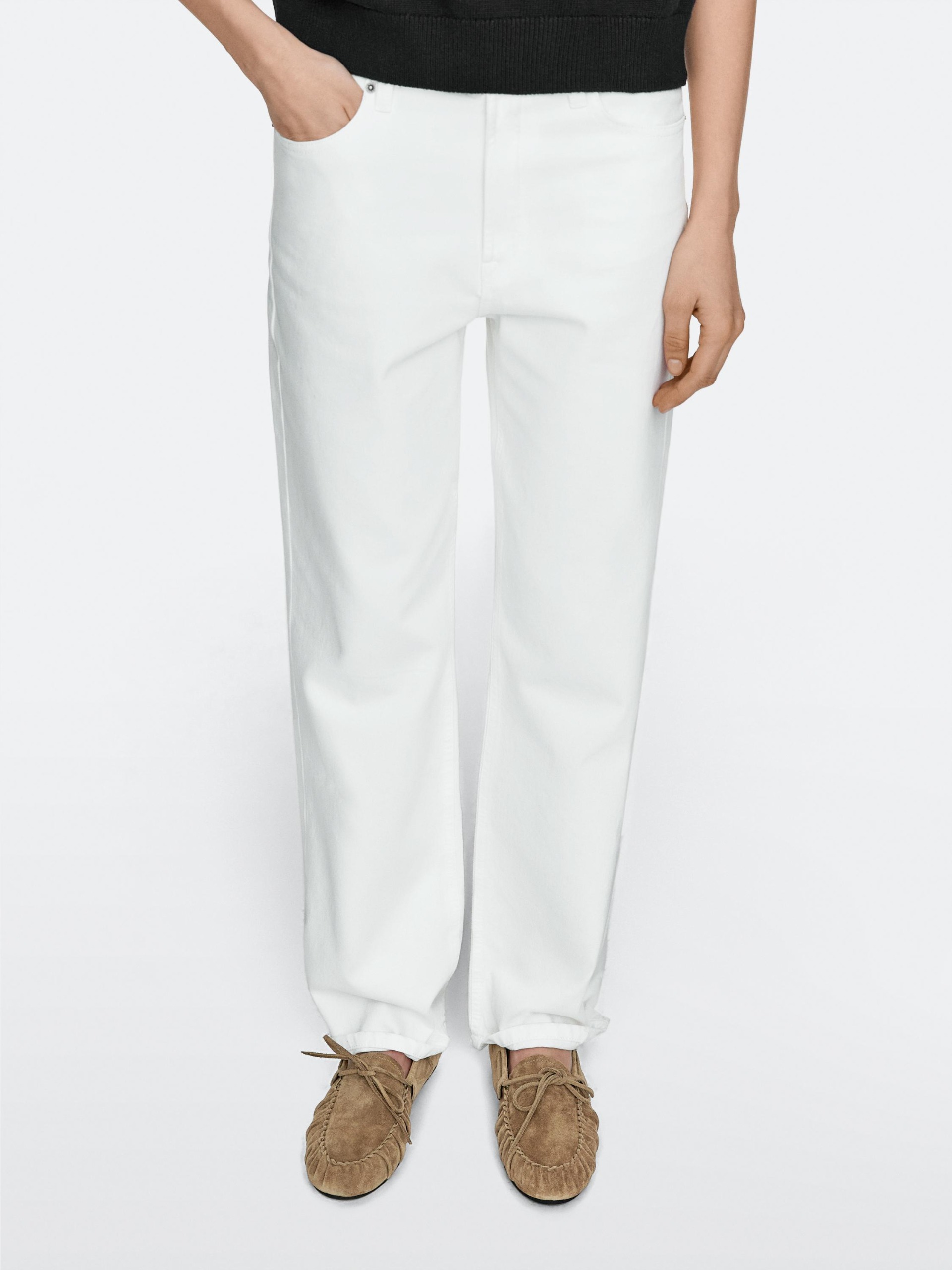 Soft Leather Loafers With Gathered Detail