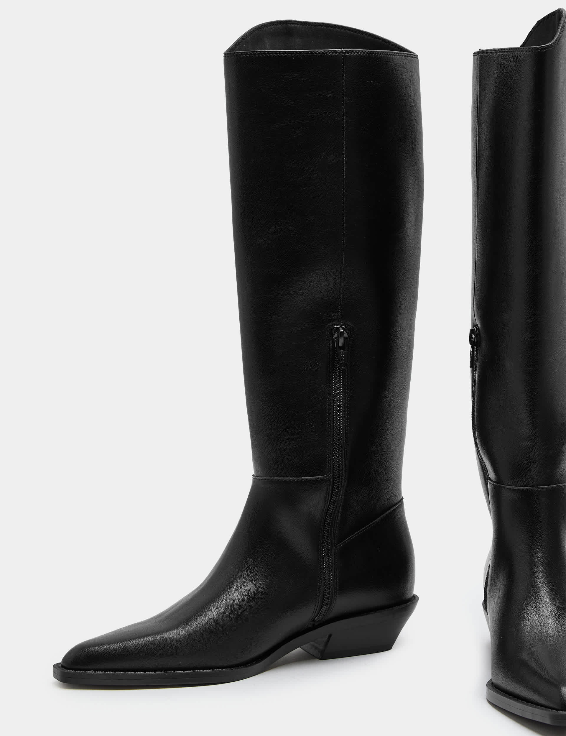 Cowboy Block Heel Knee High Boots