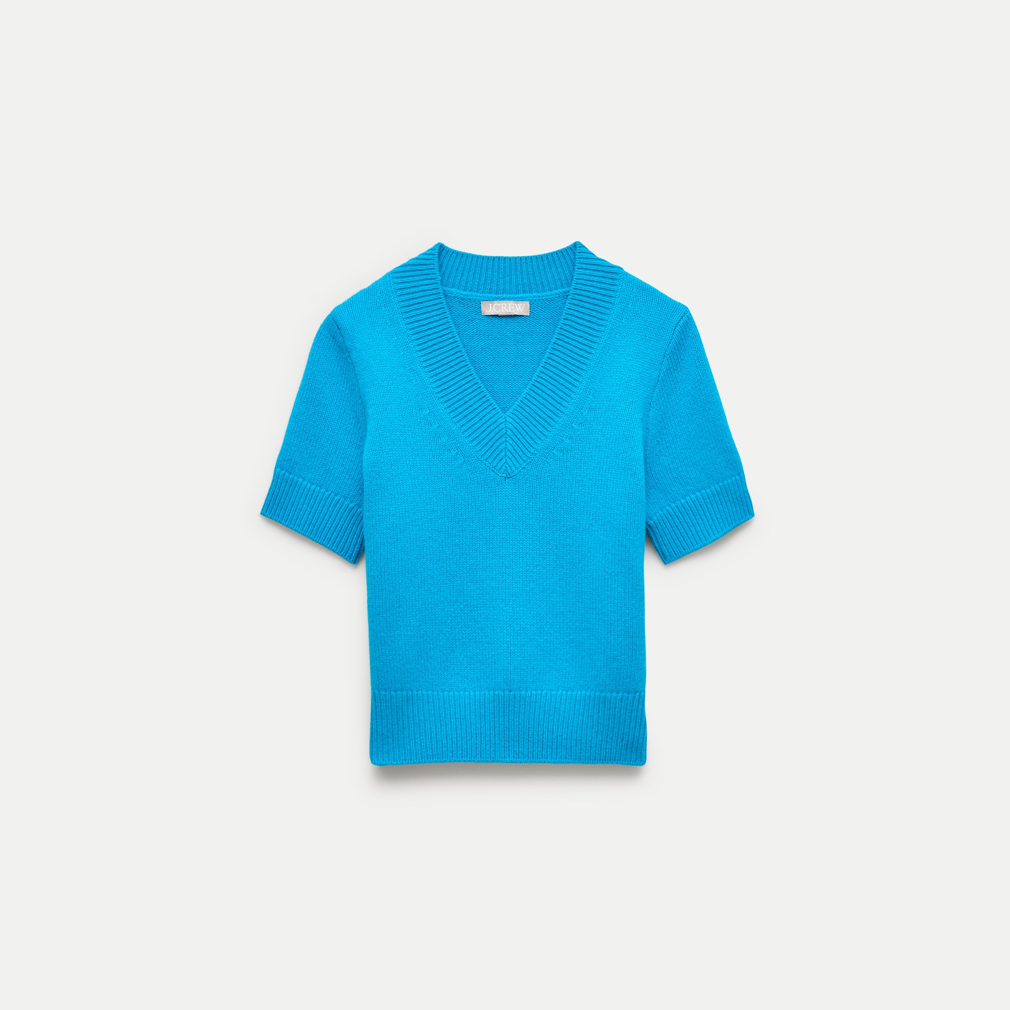 Short-Sleeve V-Neck Sweater in Vintage Wool