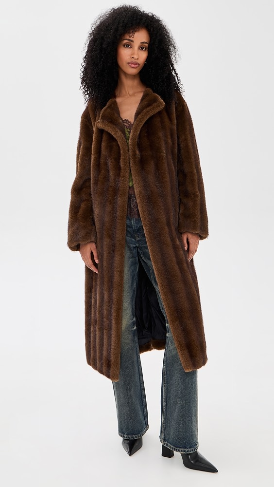 Miranda Faux Fur Coat - Brown