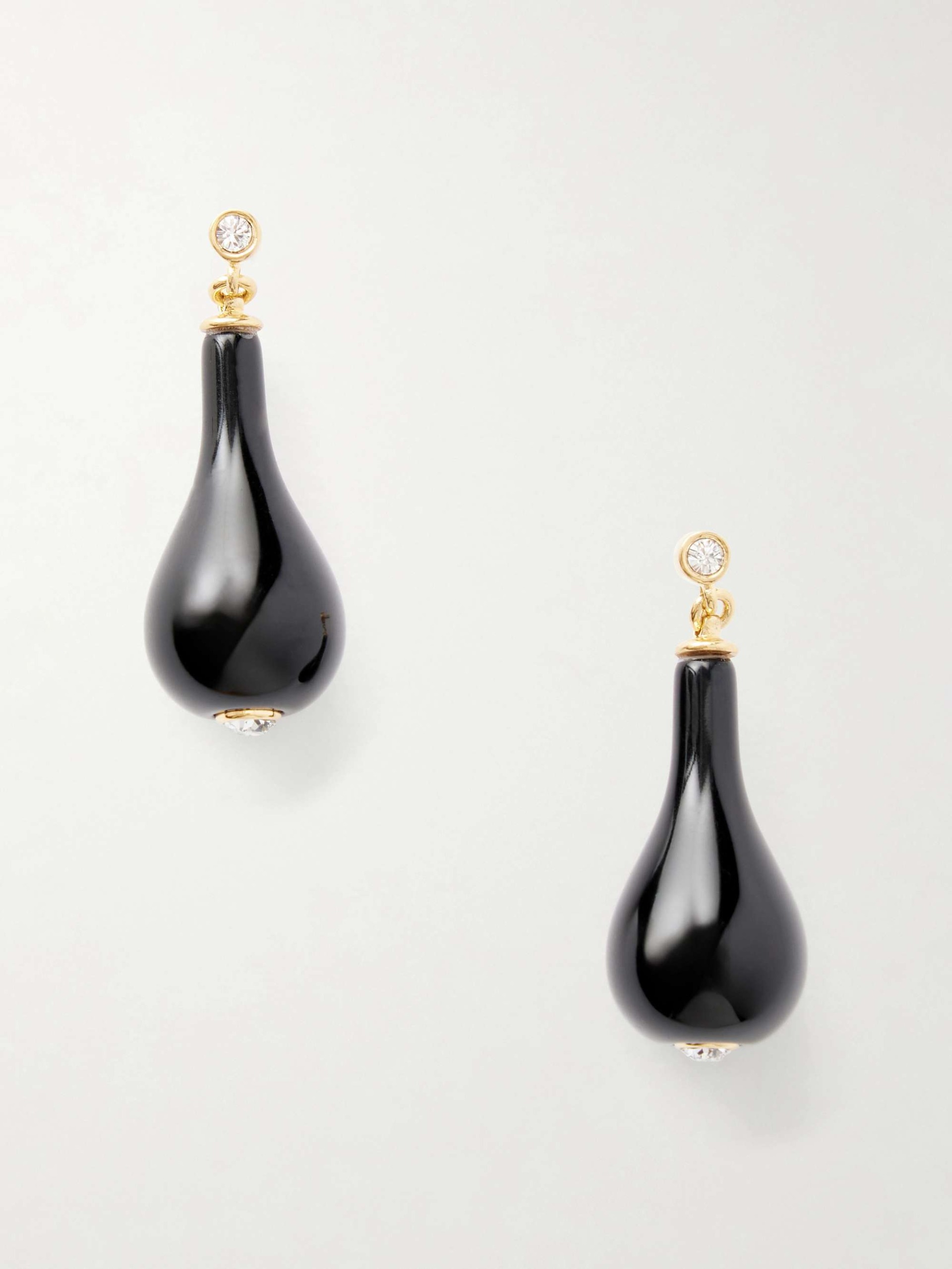 Gold-Plated, Onyx and Swarovski Crystal Earrings