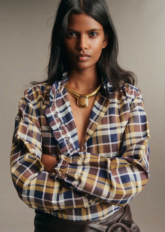 Sezane, Brown Navy Check