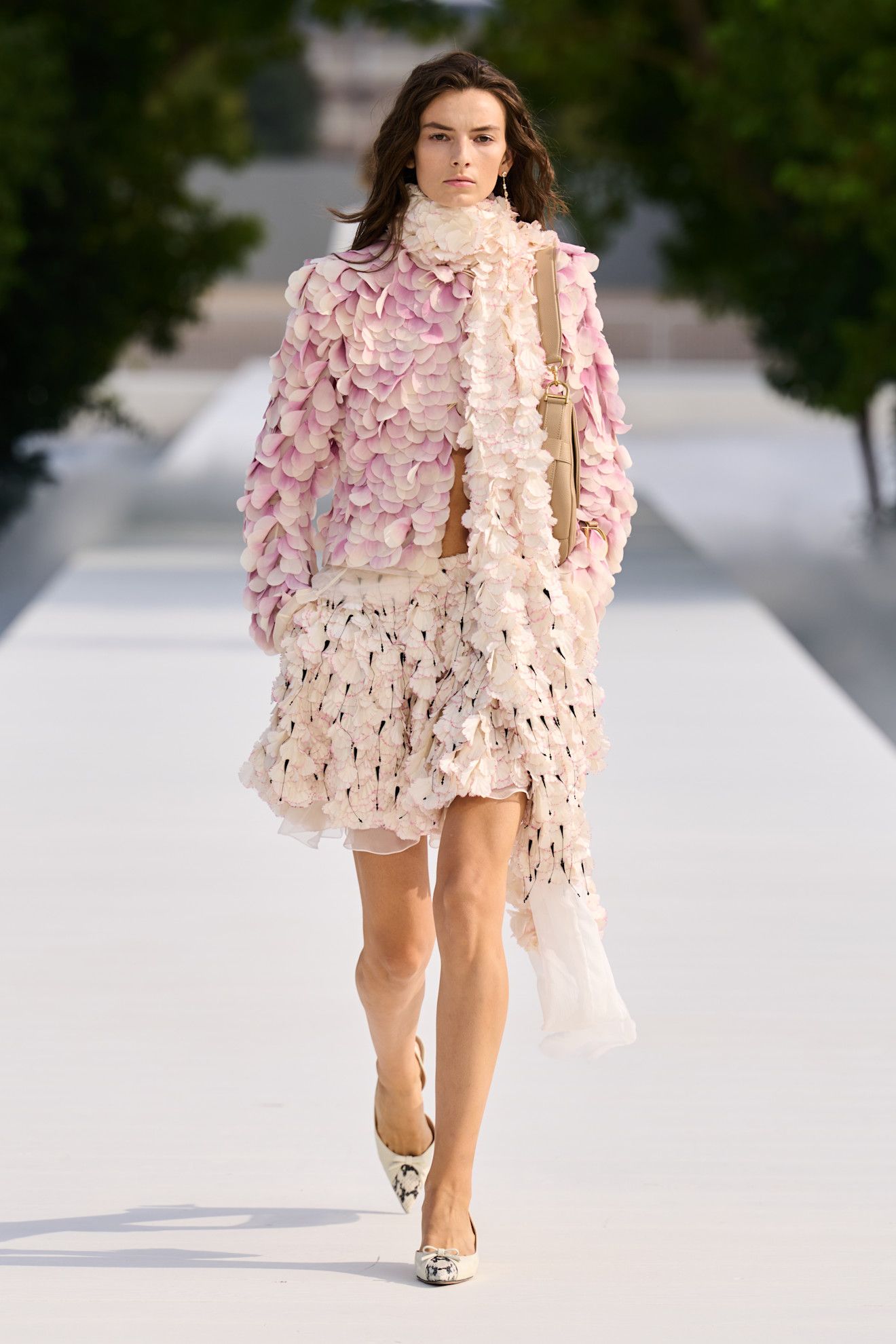 a look that features petal-like textures from the dior spring 2027 show.