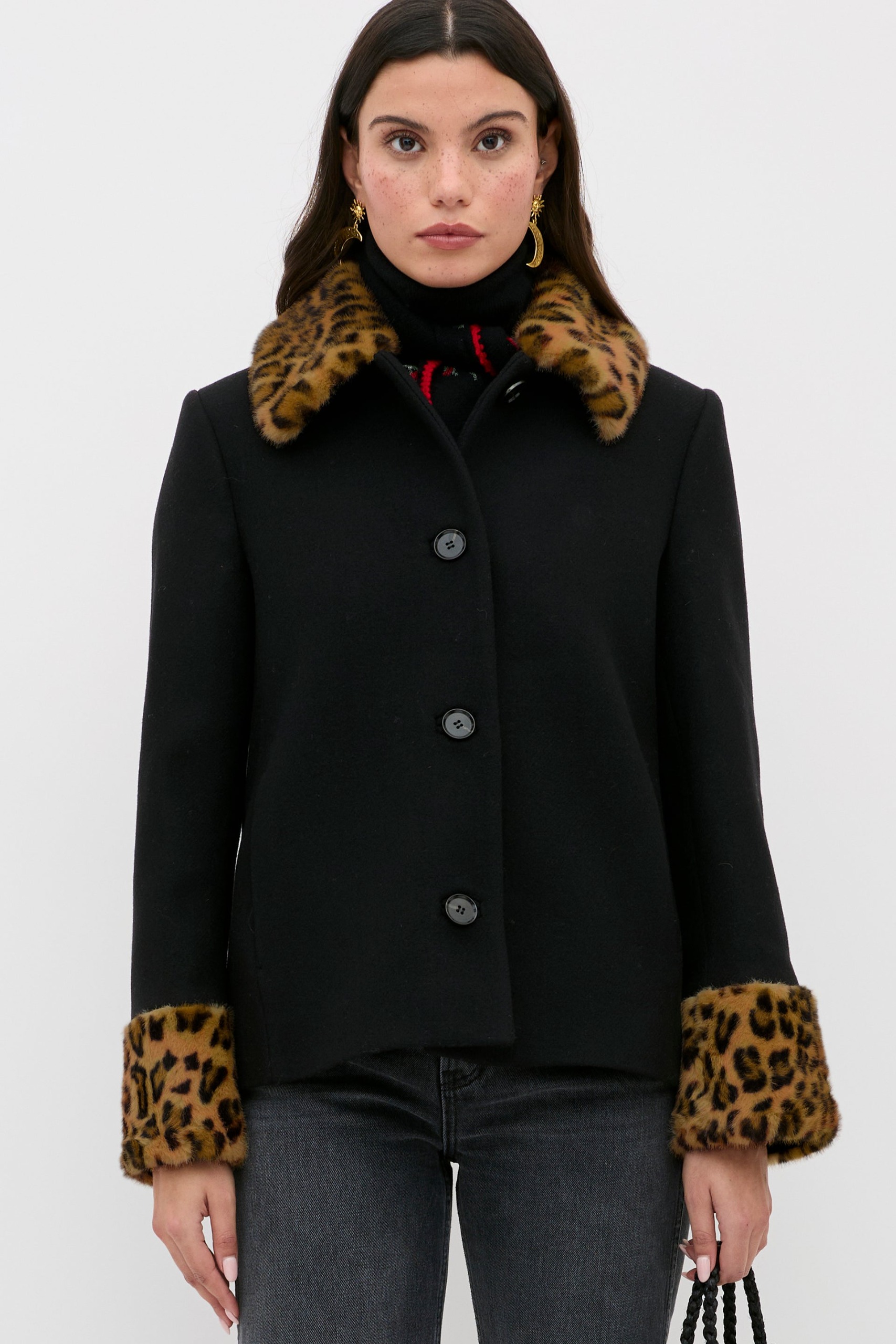 Aldith Wool Jacket in Marla Leopard Black