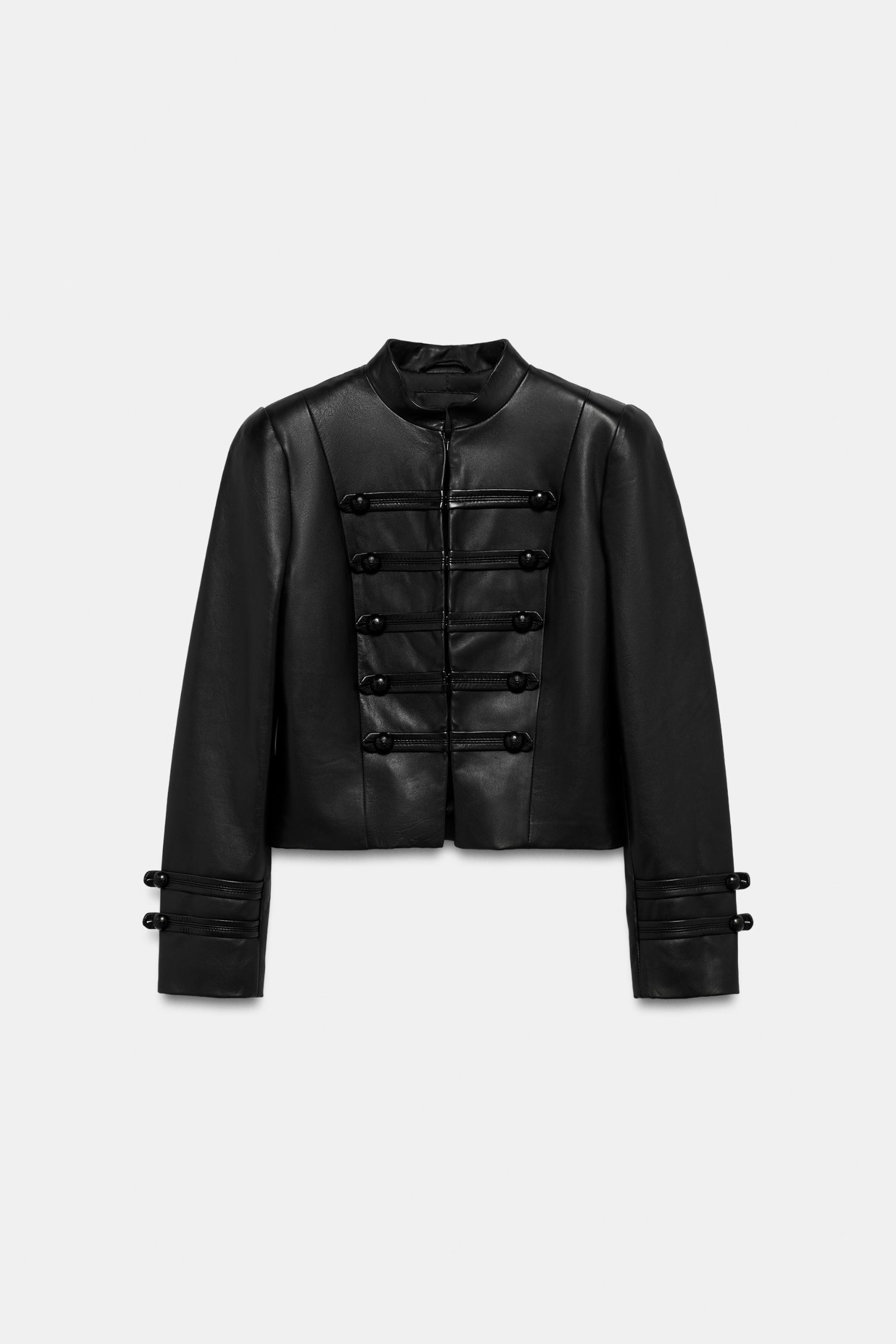 ZARA, 100% Leather Frog Fastening Jacket Zw Collection
