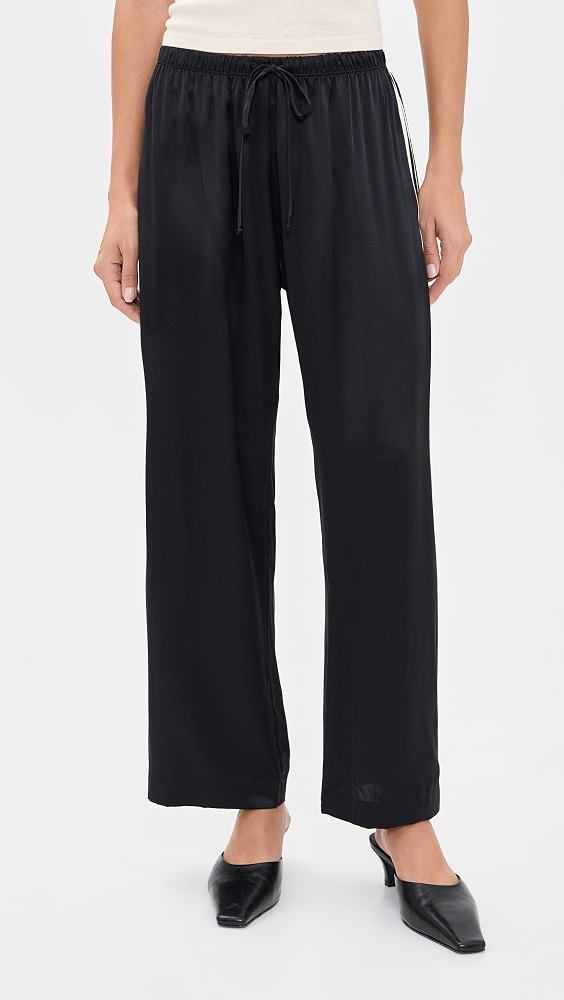The Silk Stripe Crop Pants - Jet