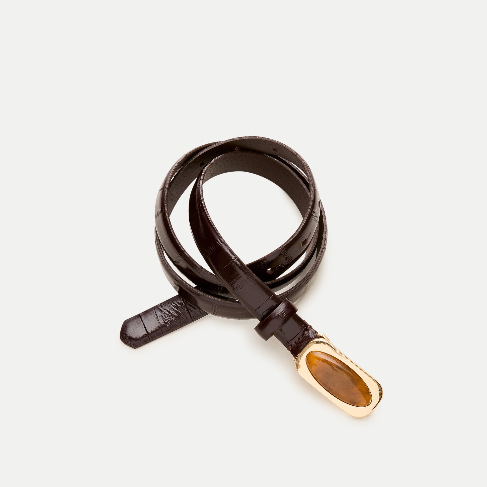 J.Crew, Embellished Thin Belt in Eel-Embossed Leather