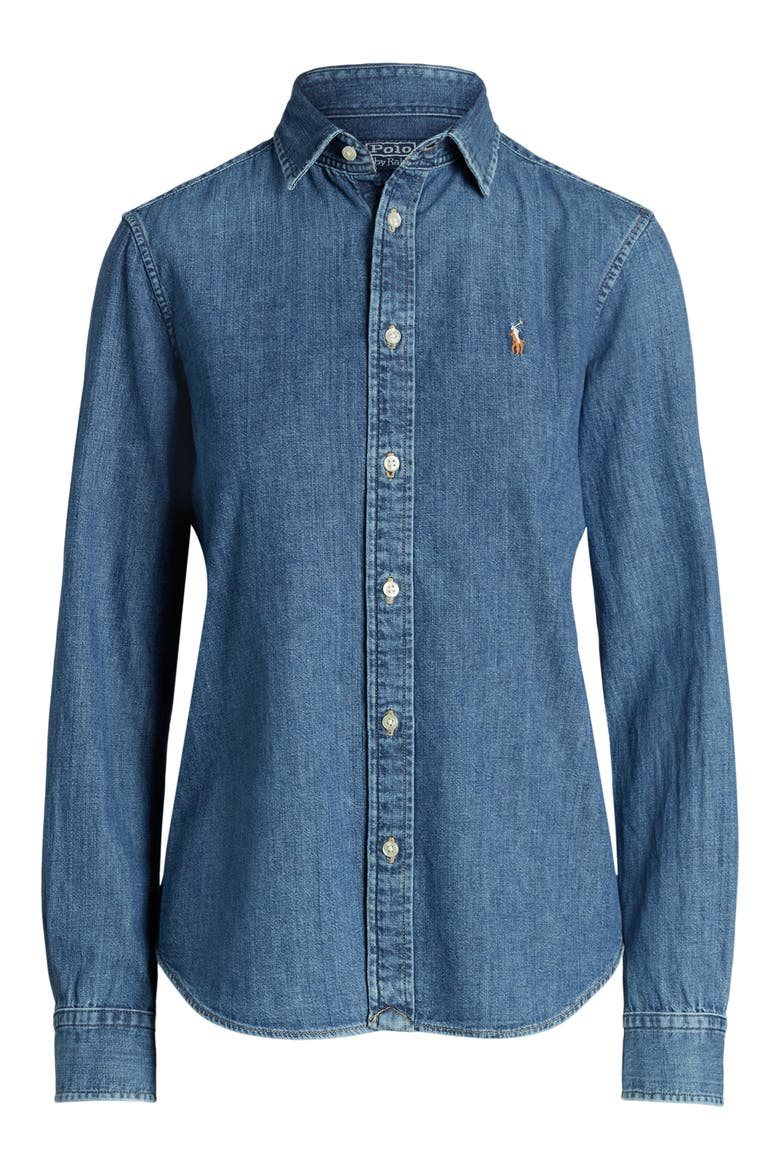 Slim Fit Denim Button-Up Shirt