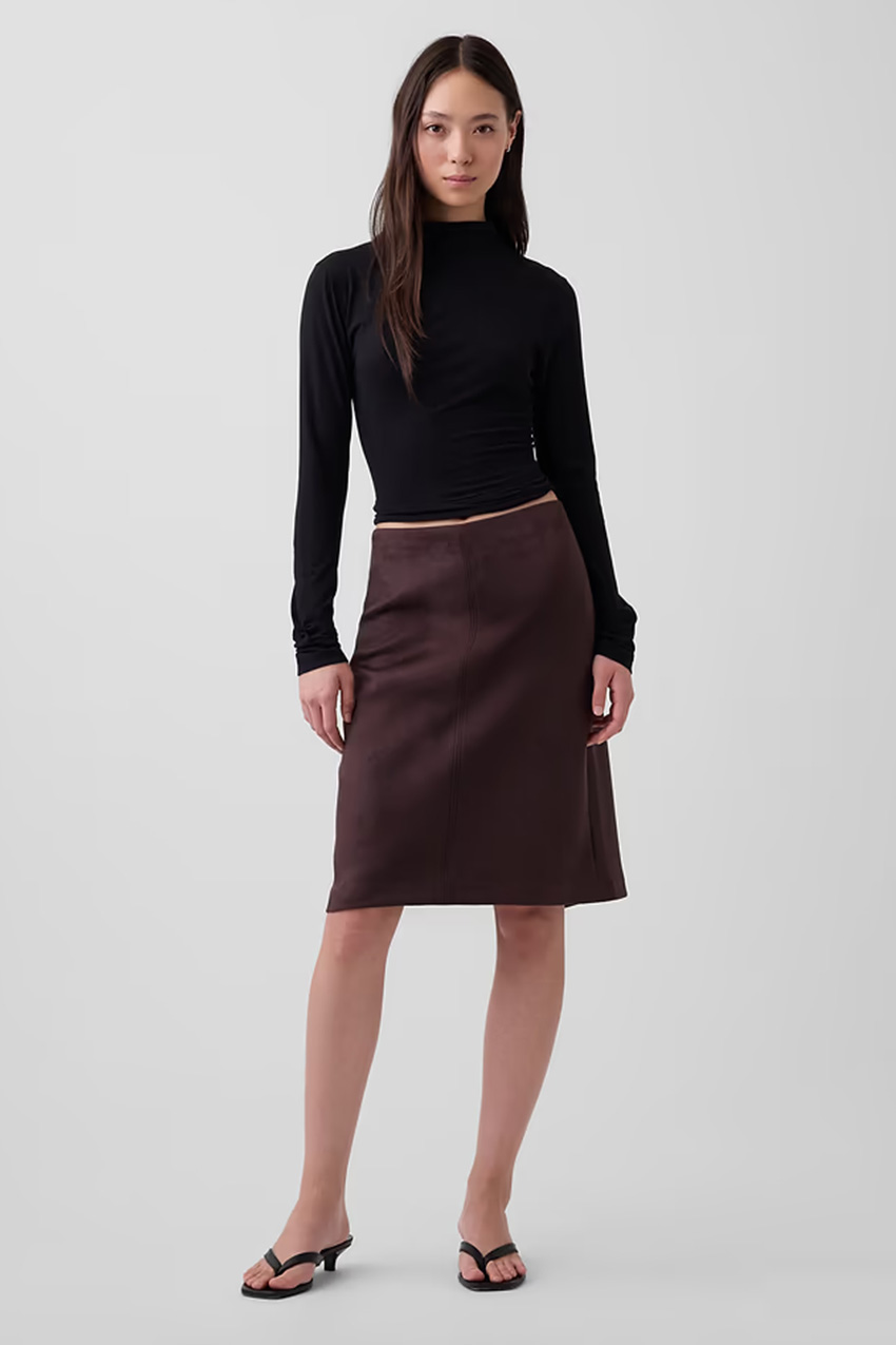 Vegan Suede Pencil Skirt