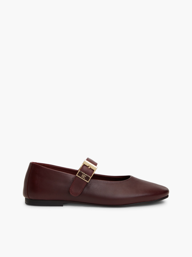 Leather Buckle Mary Jane Ballerinas