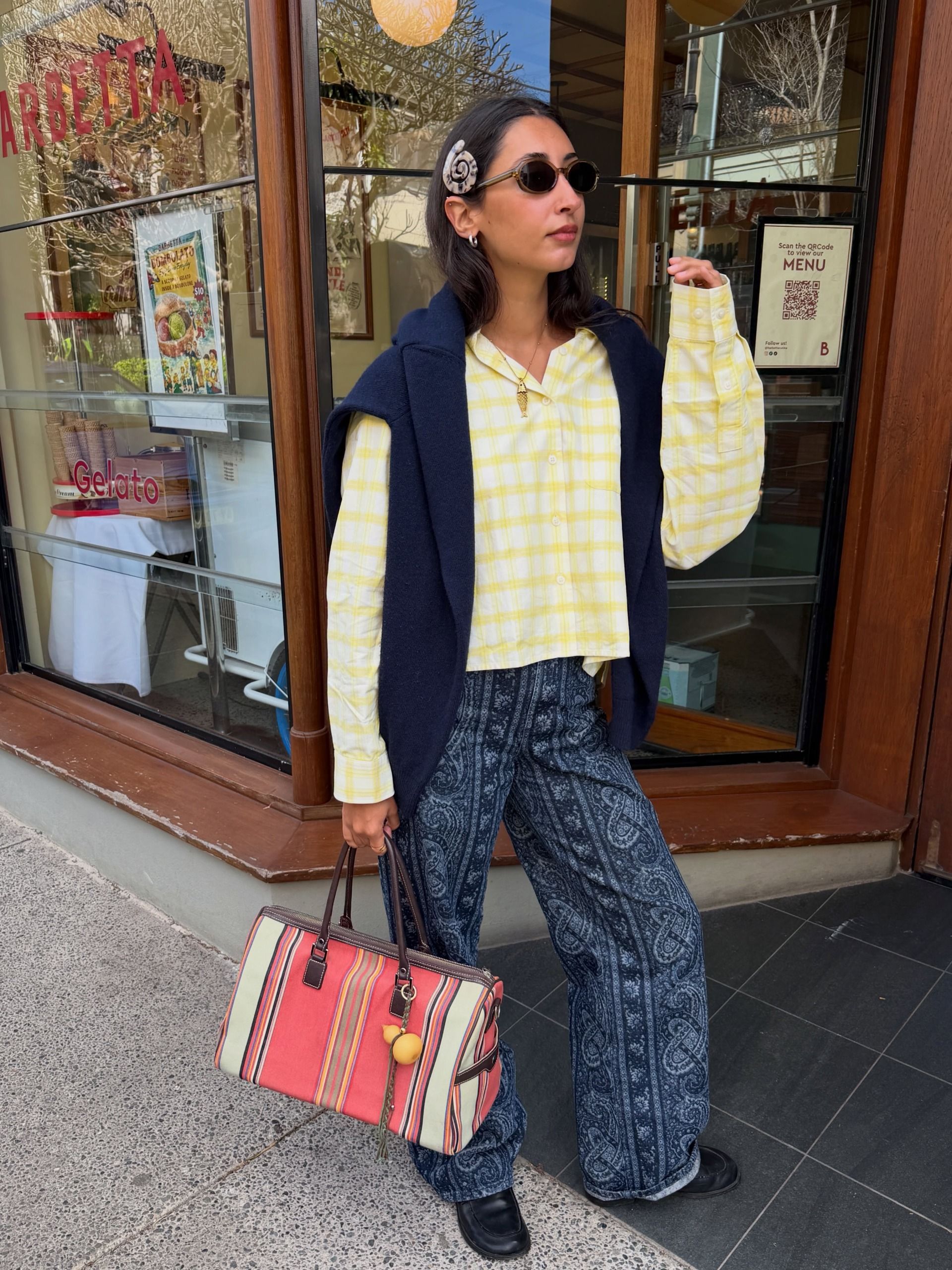 A woman wearing cool fall pants in 2026.
