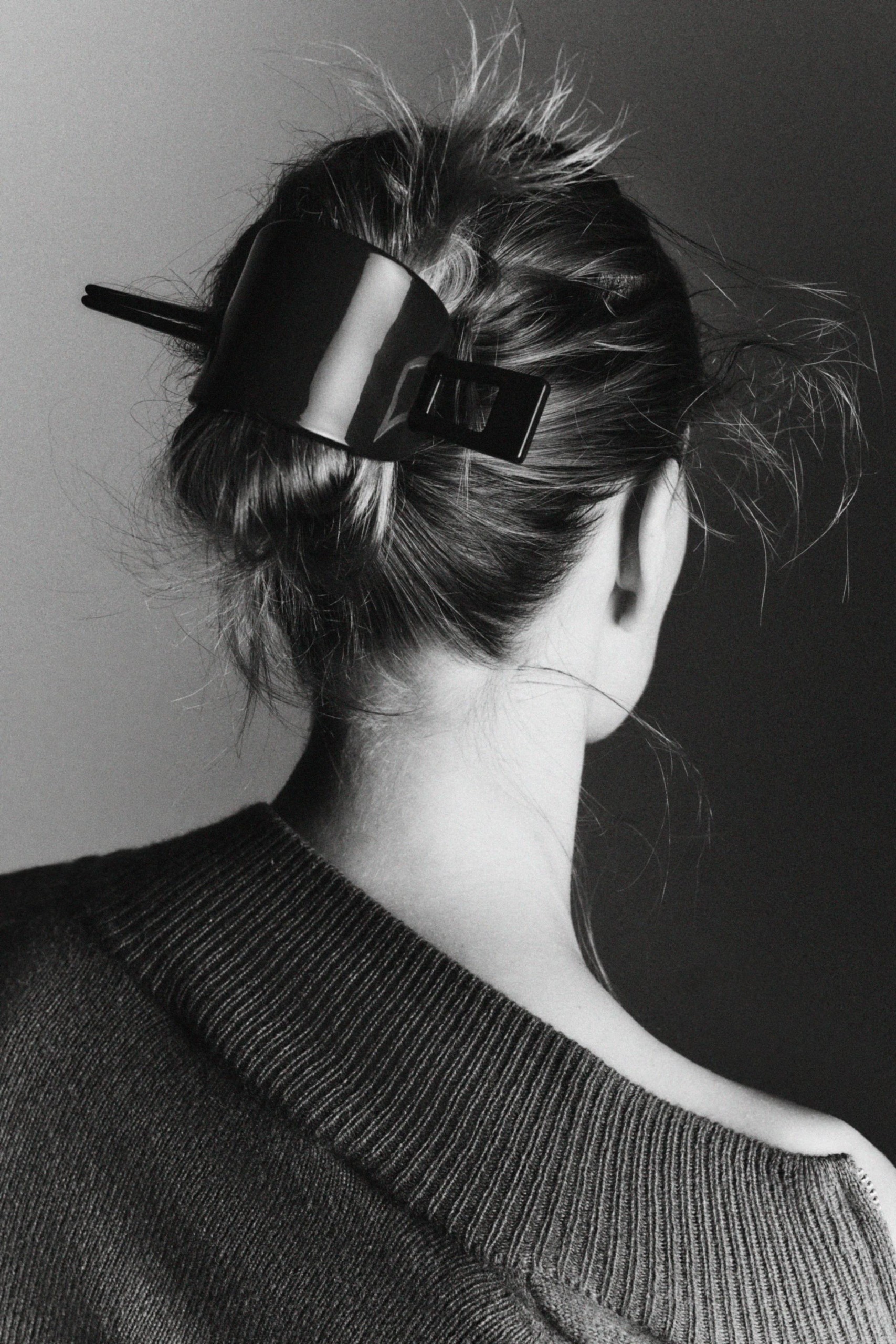 Acetate Hair Claw Clip - Brown - M