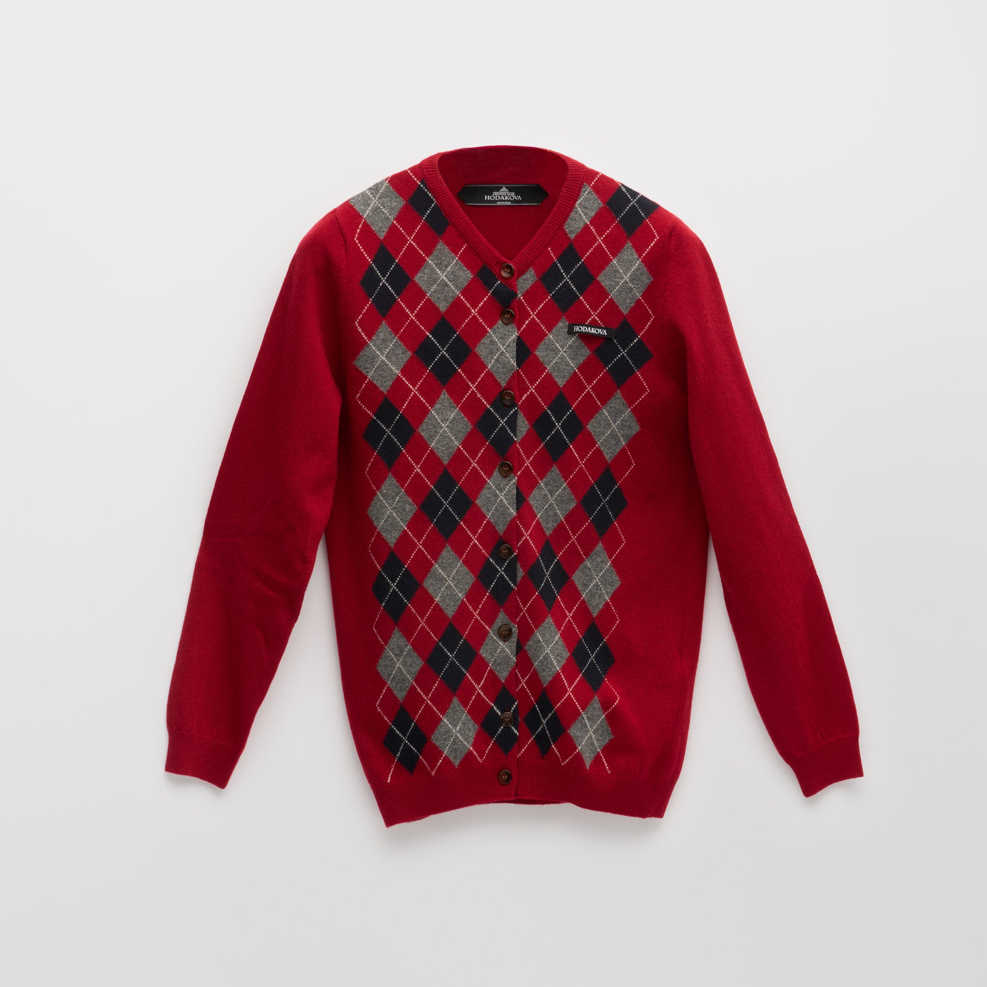 Argyle Cardigan - Extra Small / Dark Red