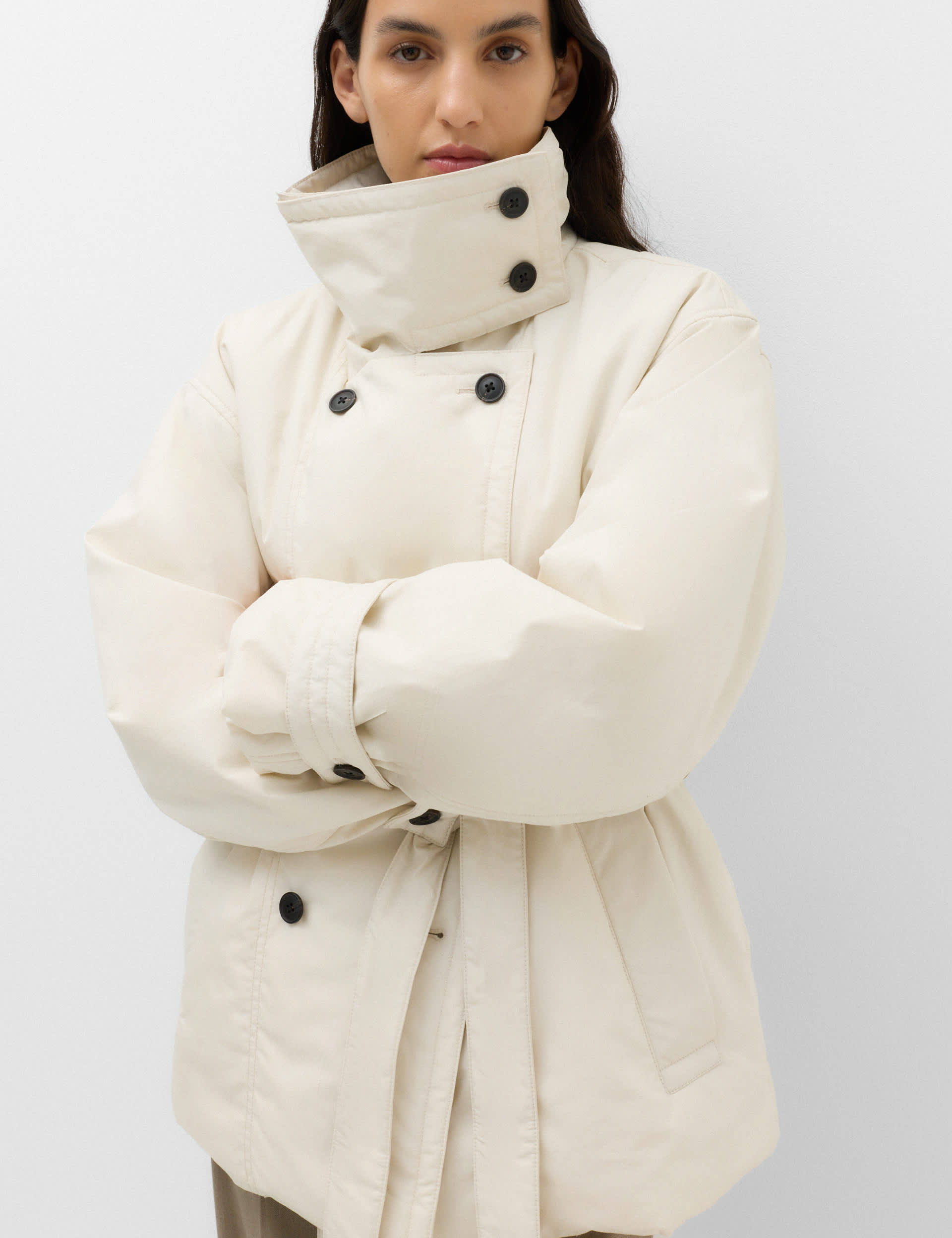 Pure Cotton Thermowarmth Belted Funnel Neck Coat