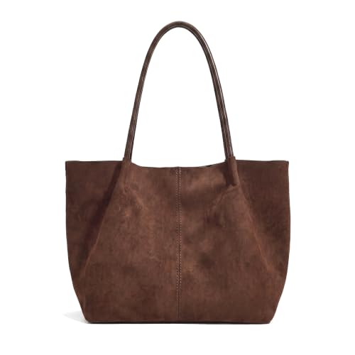 Vodiu Large Faux Suede Tote Bag for Women, Soft Slouchy Shoulder Bag