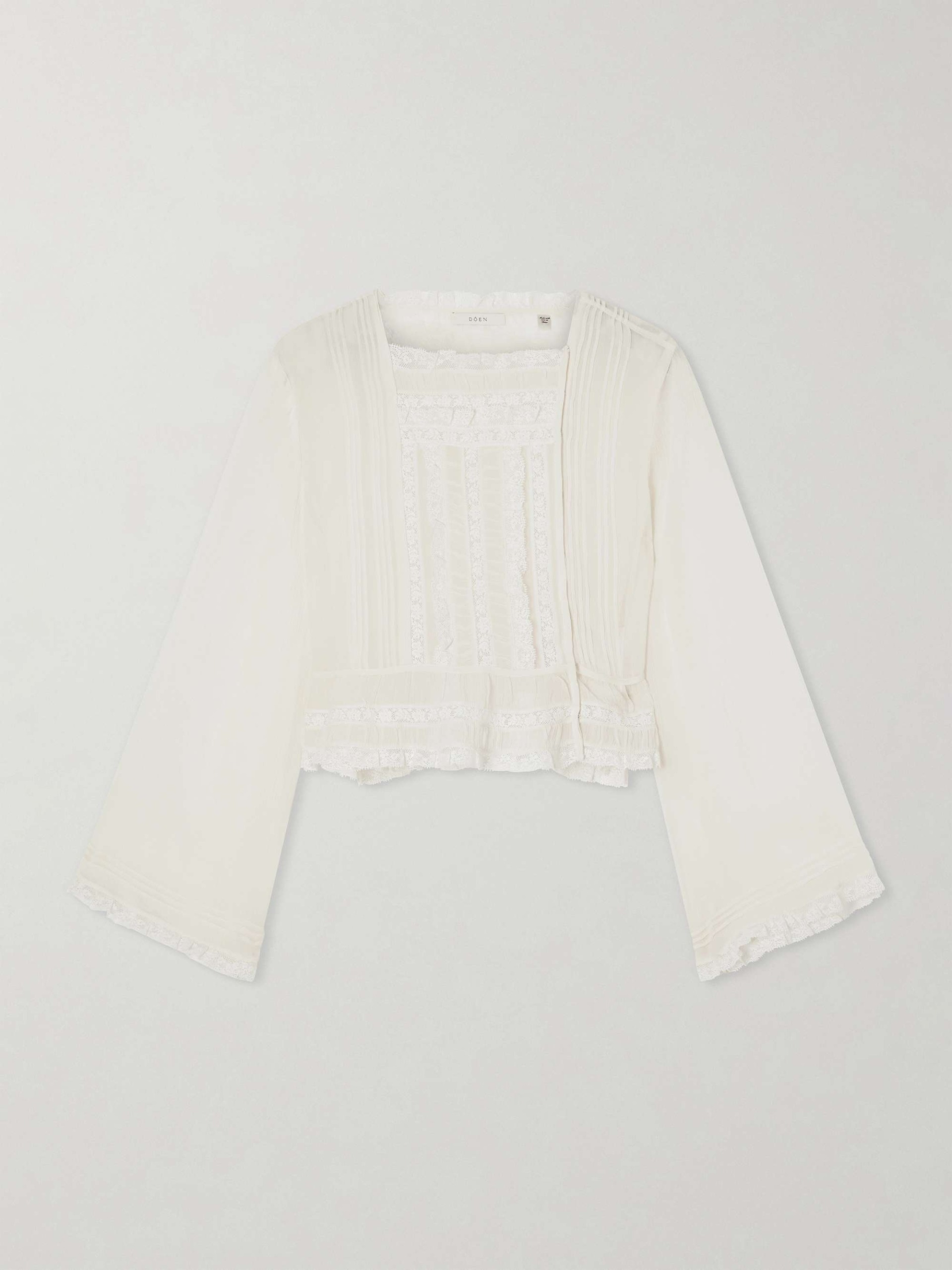 Lace-Trimmed Silk-Chiffon Shirt