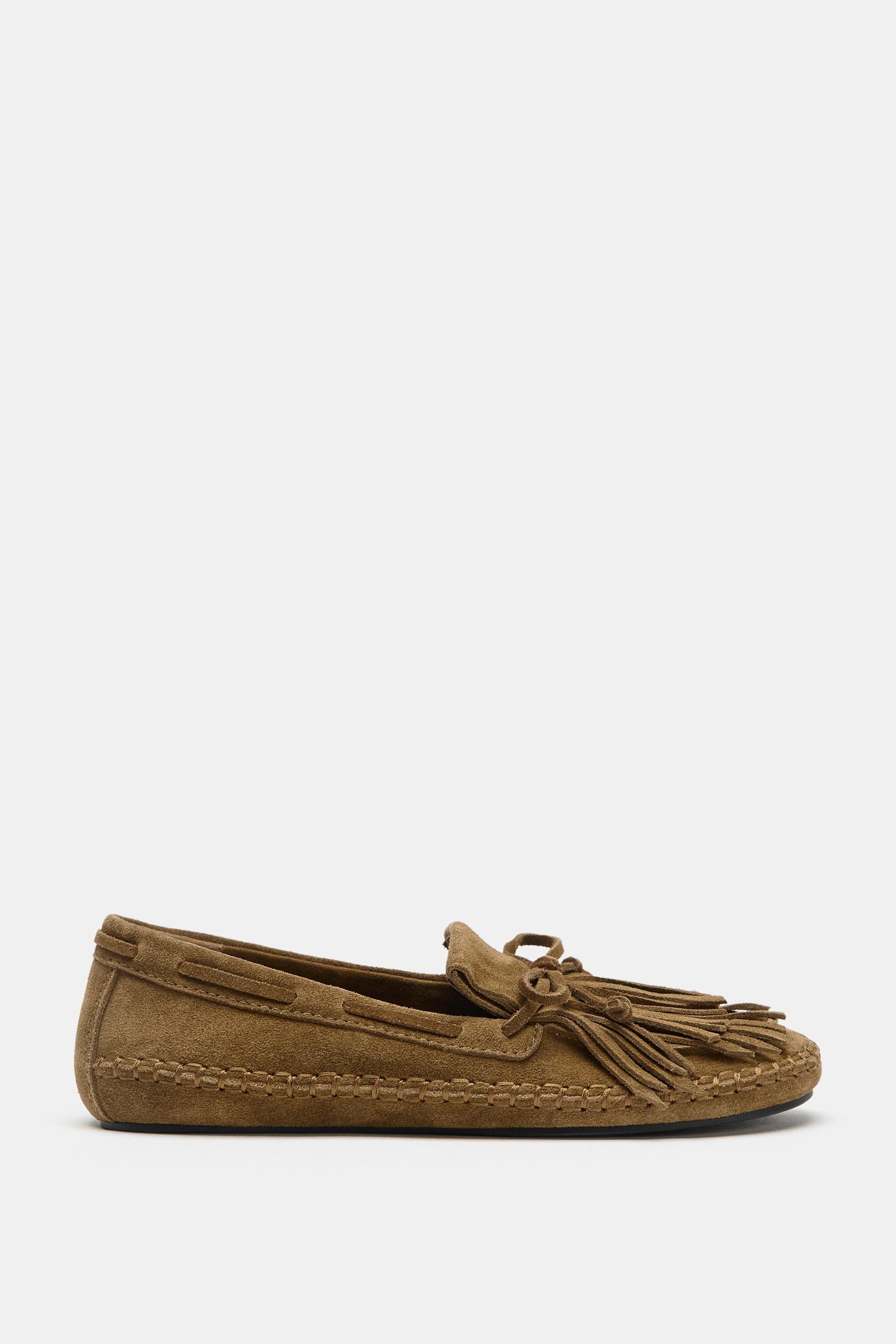 Split Suede Kiltie Loafers - Dark Tan - 2