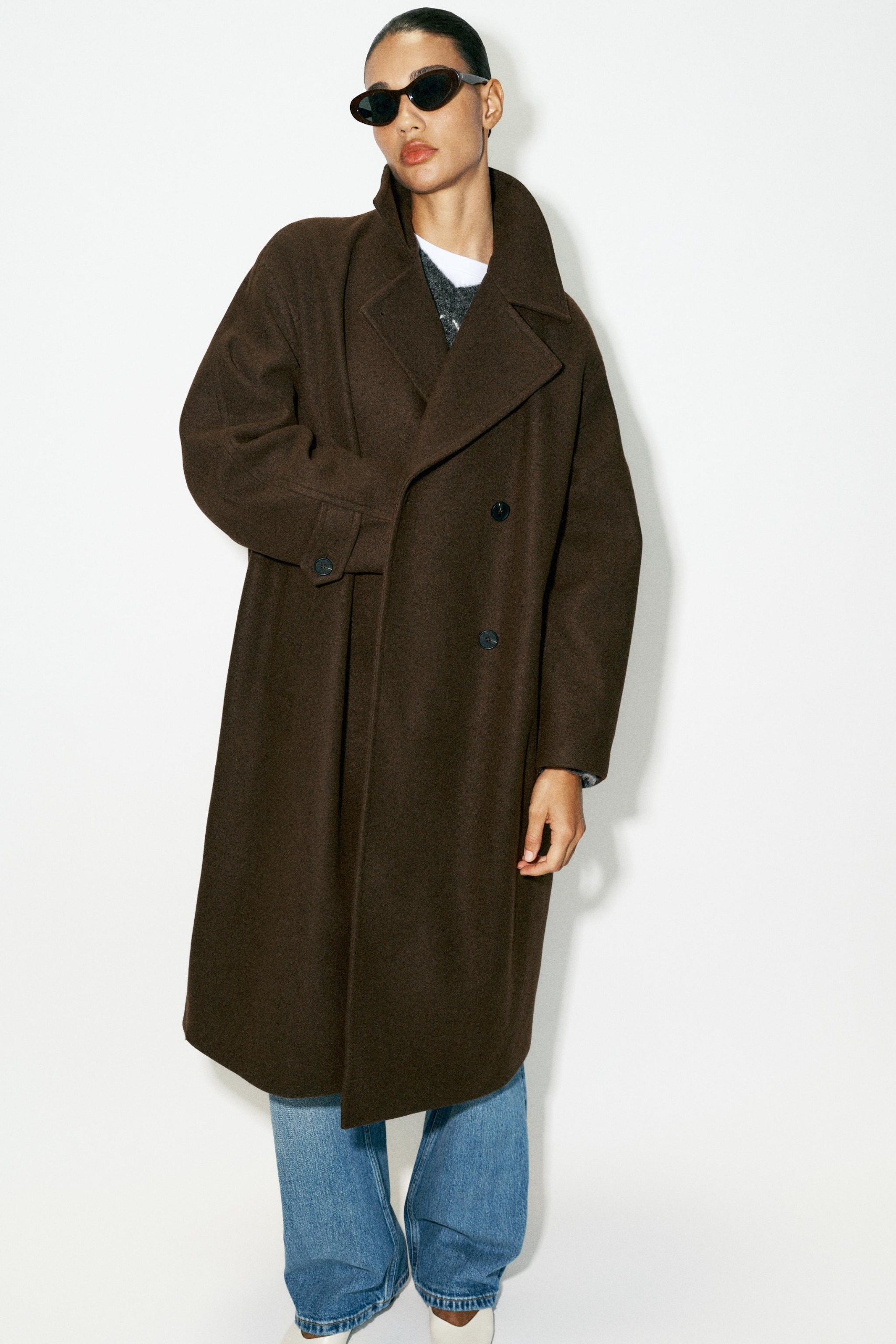 Soft Oversized Coat - Brown - Xs