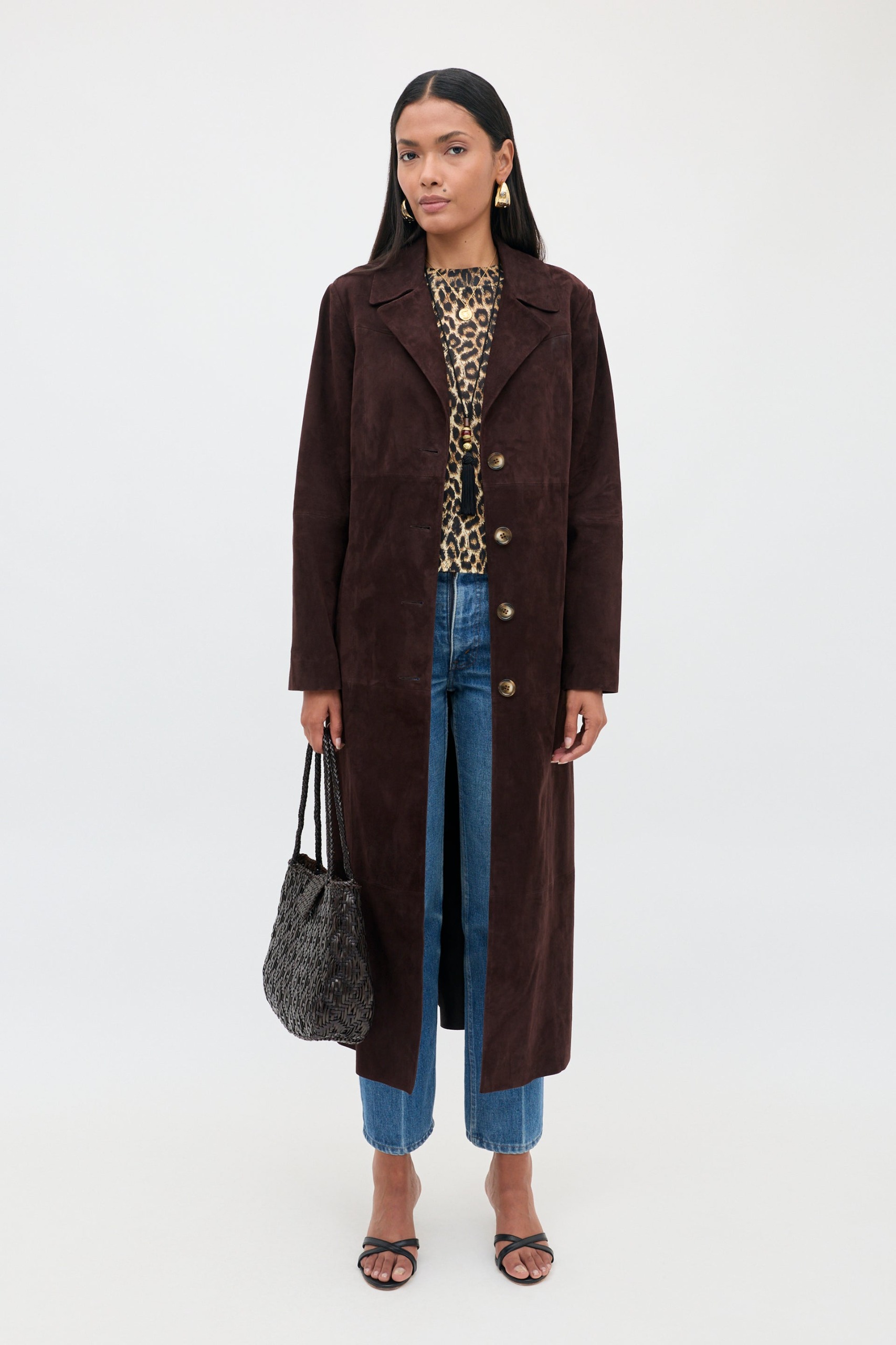 Astraea Suede Coat in Brown Chocolate