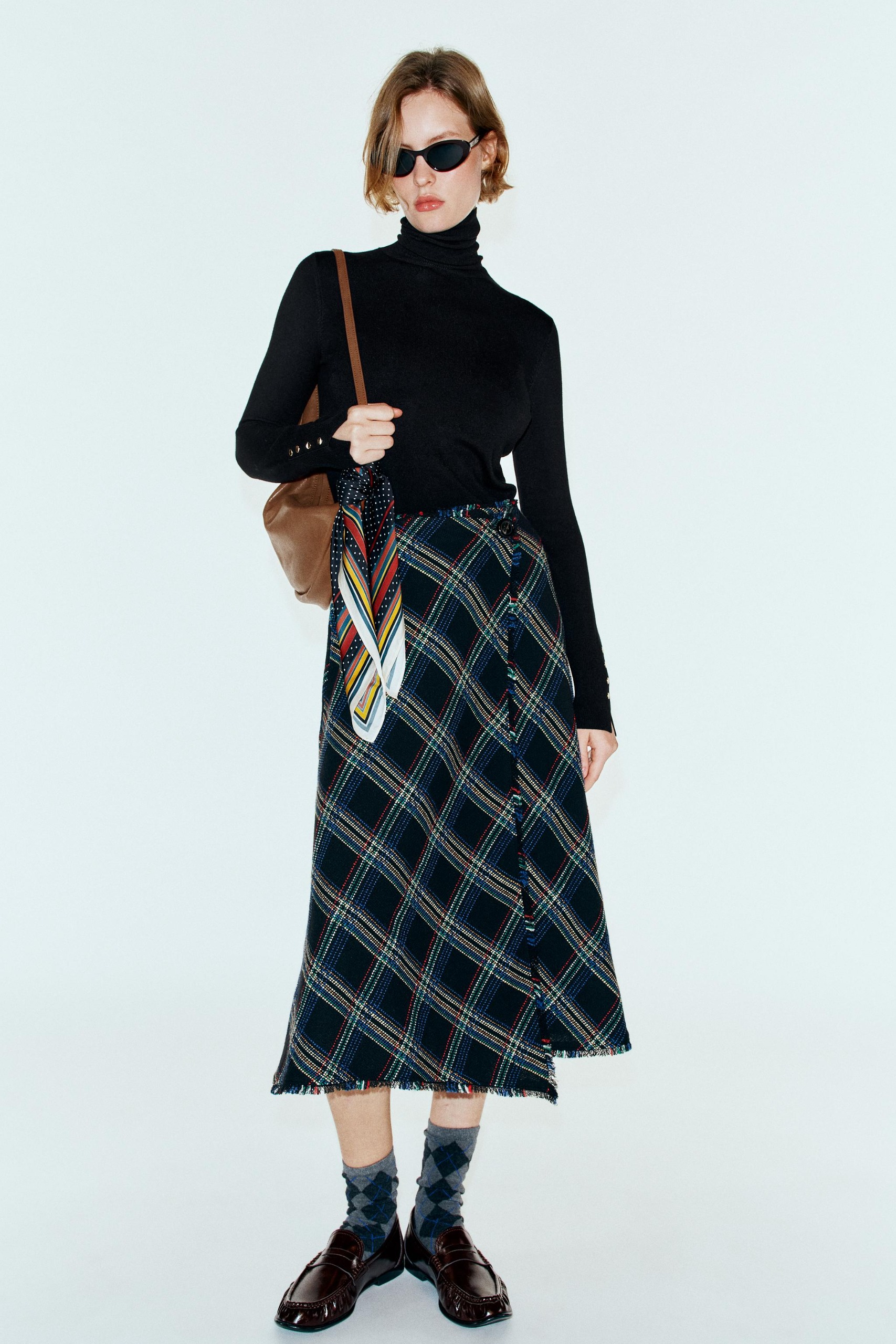 Structured Check Midi Skirt - Multicoloured - Xs