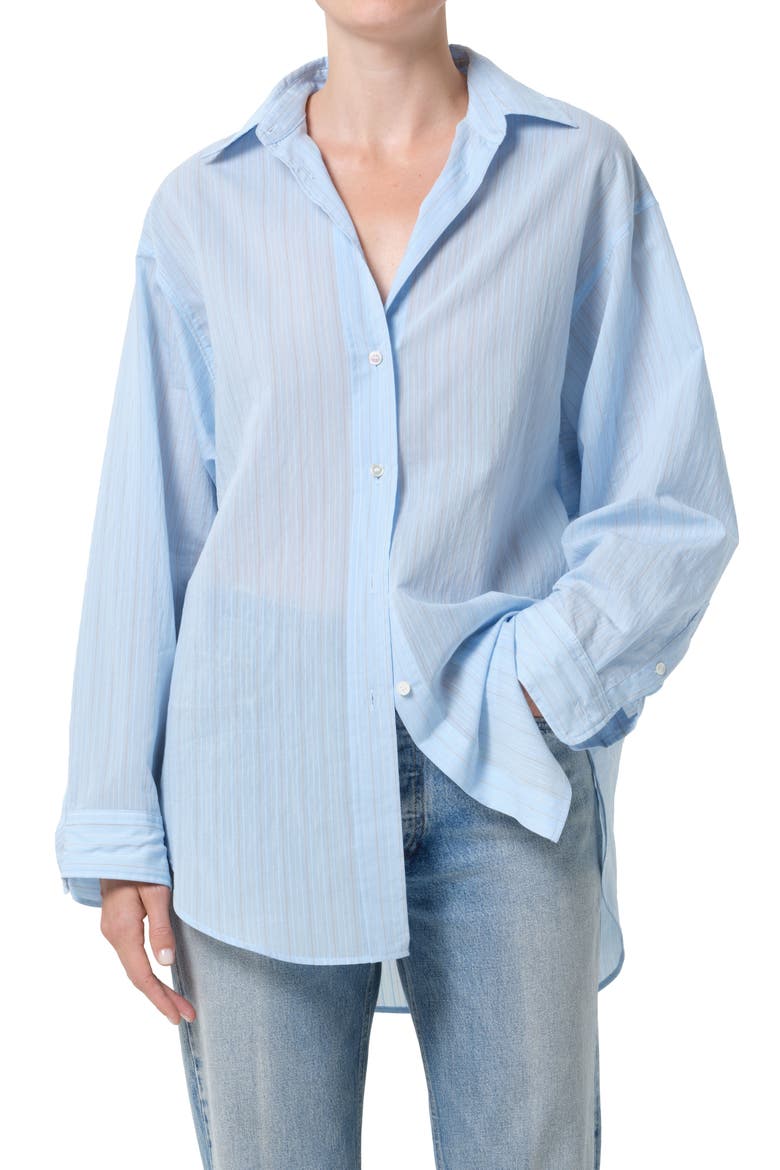 Sona Pinstripe Oversize Button-Up Shirt