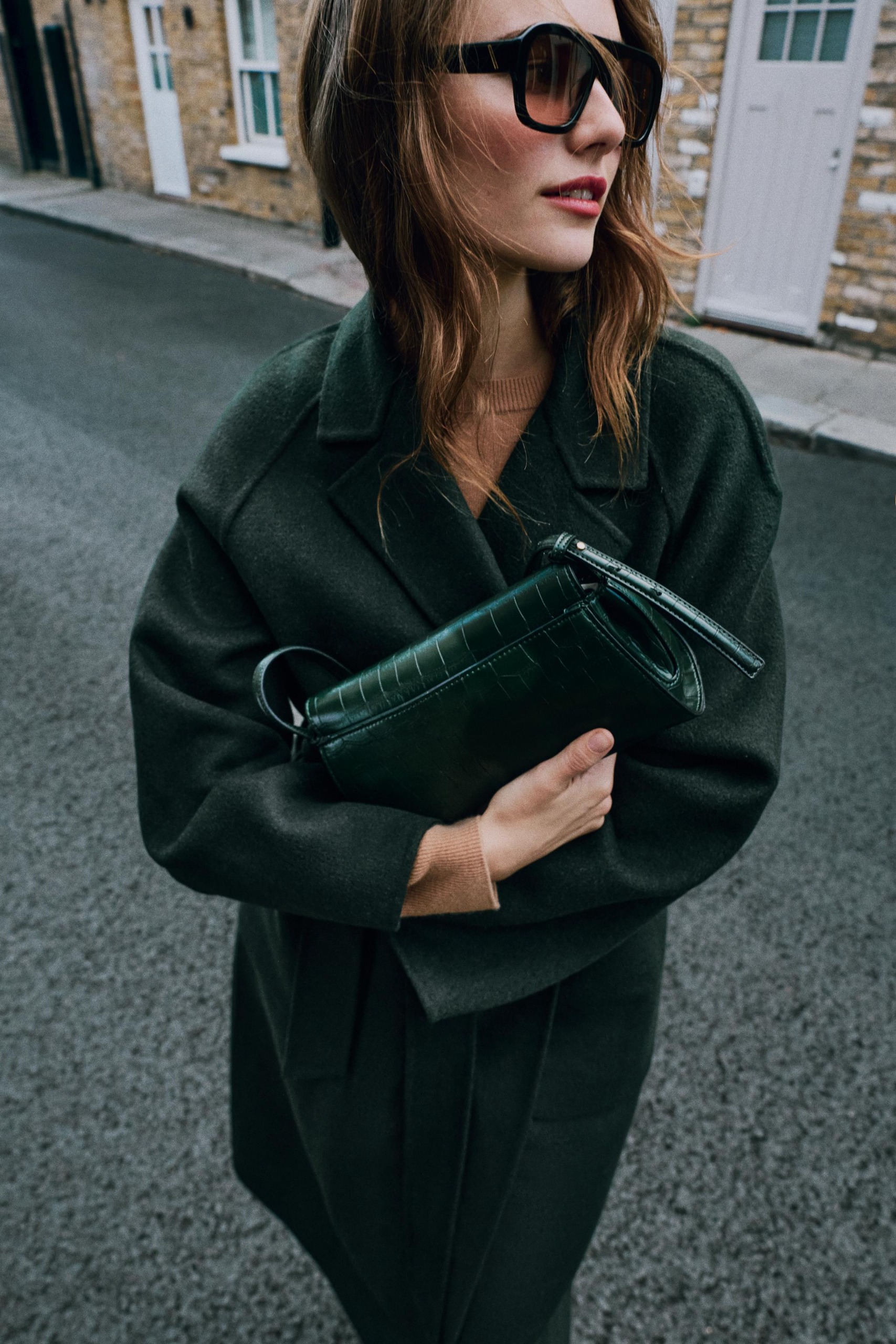 Embossed Effect Shoulder Bag - Green - One Size Only
