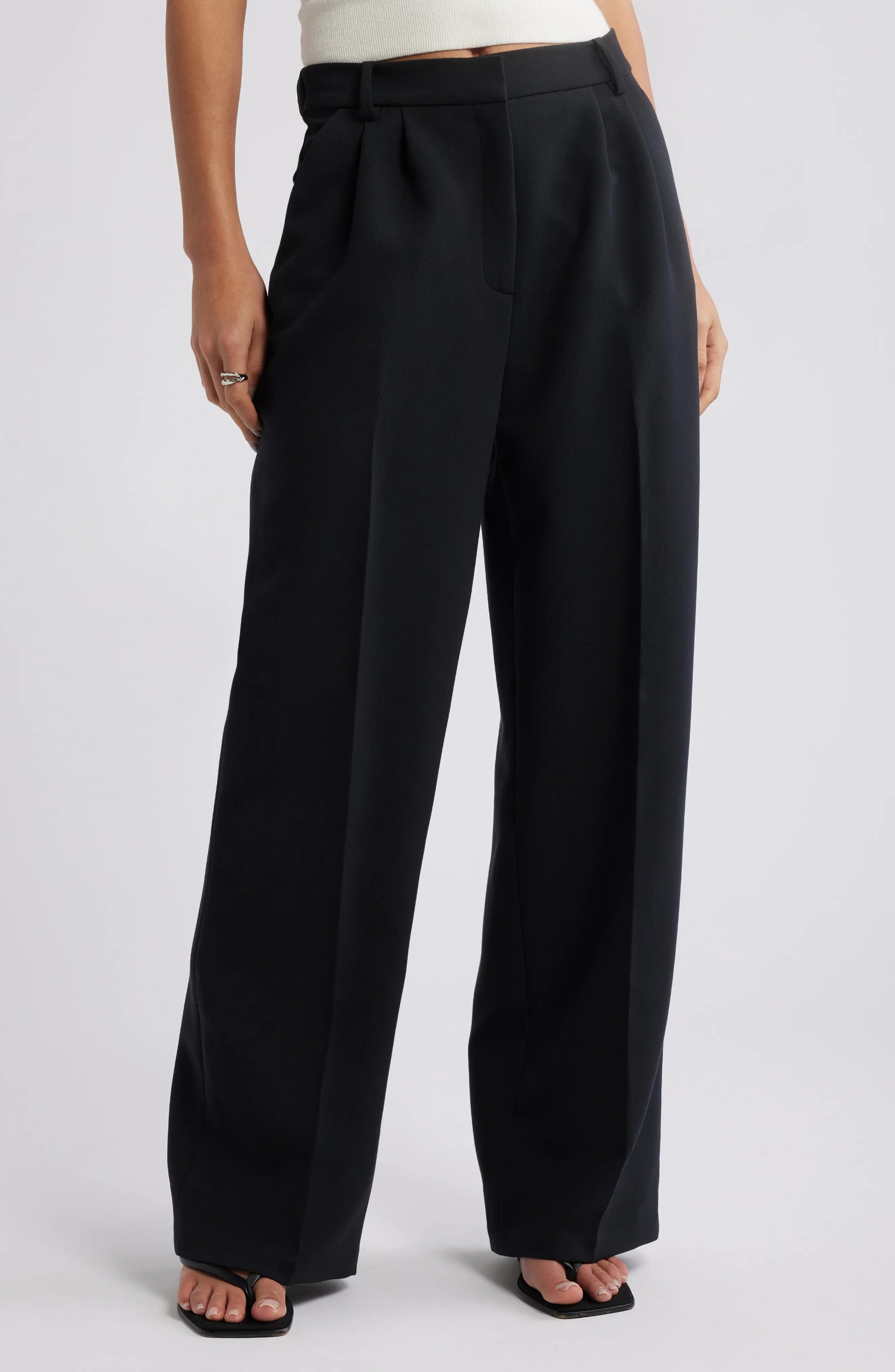 Open Edit, Icon Twill High Waist Wide Leg Trousers