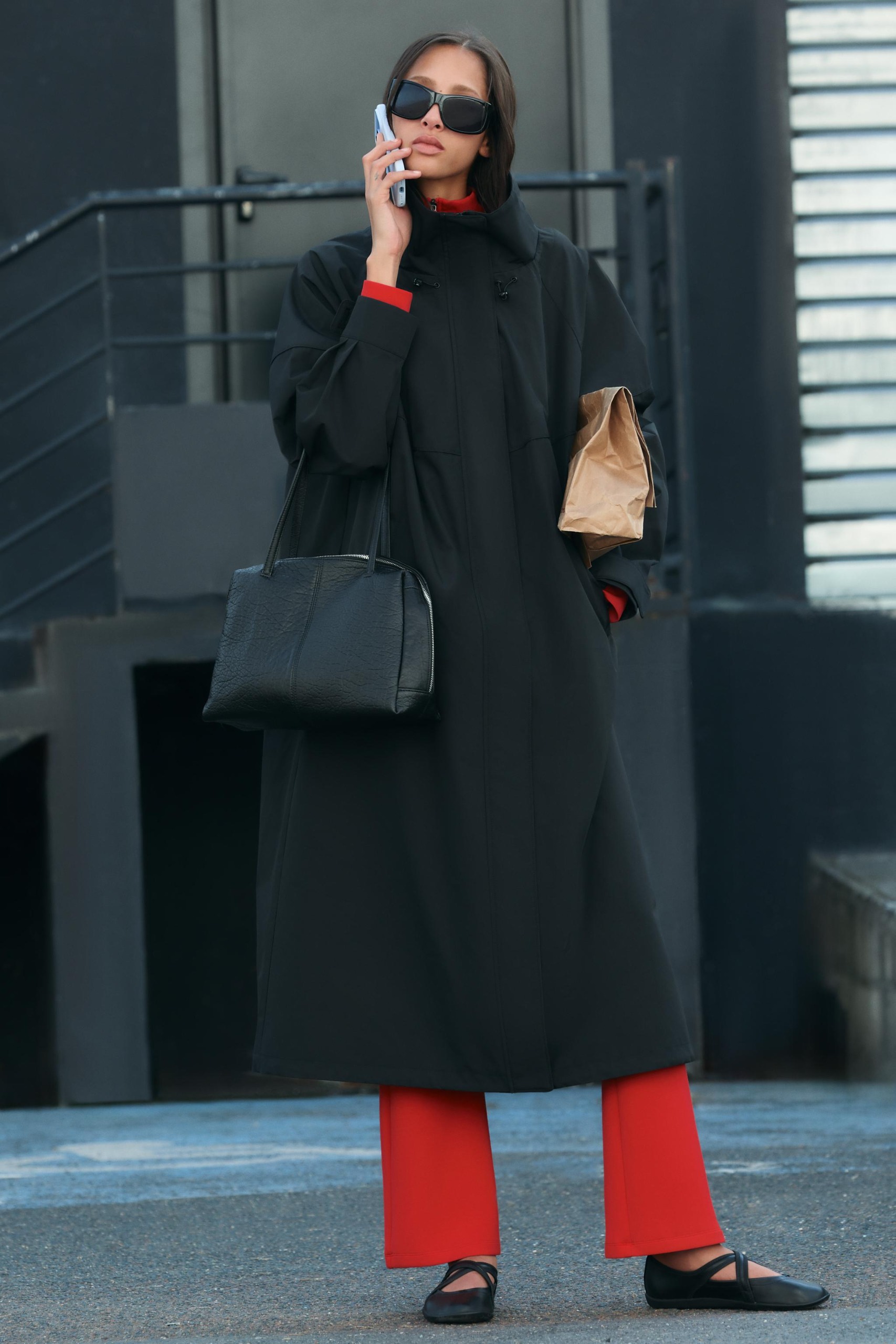 Water-Repellent Windproof Long Jacket - Black - Xs-S
