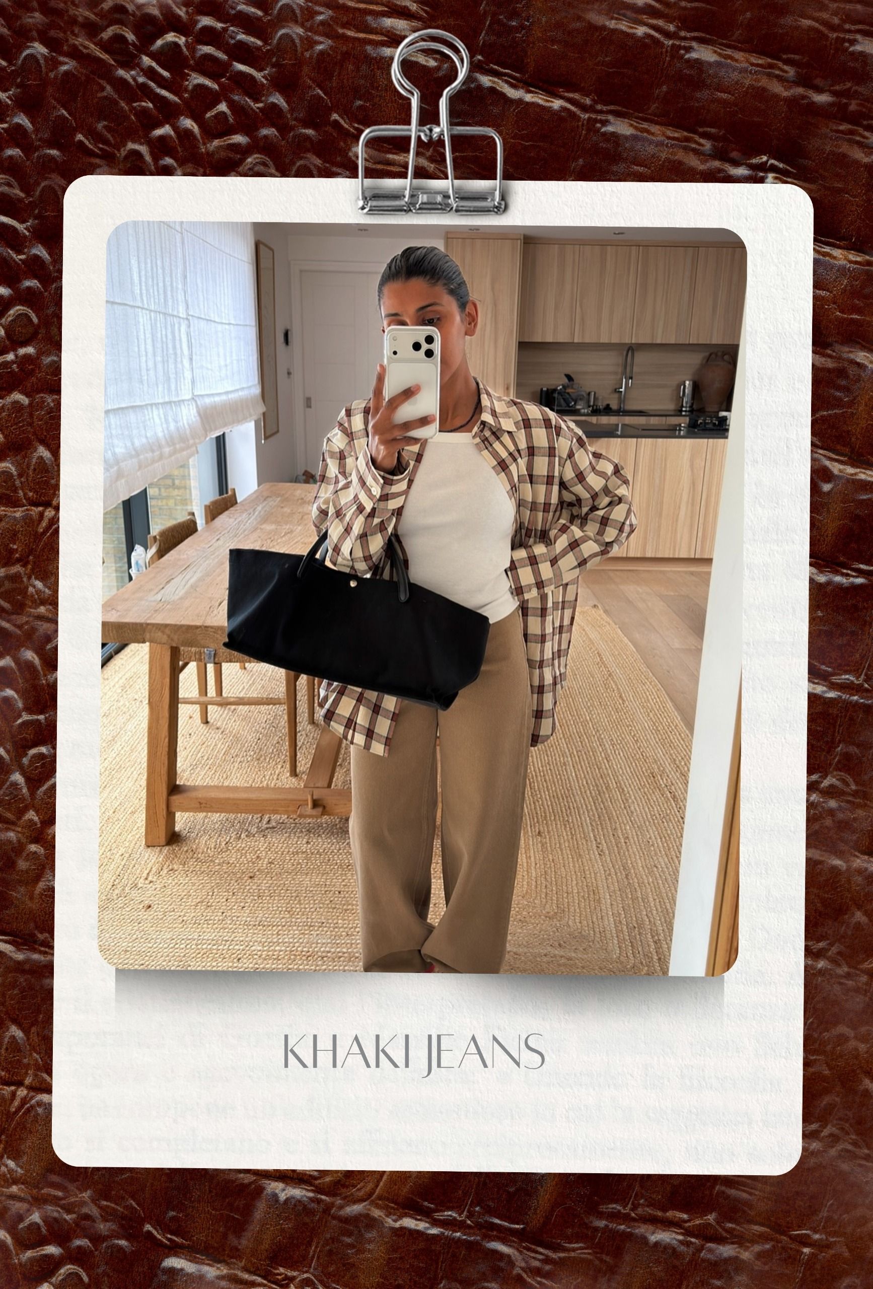 autumn 2026 cult buys: Monikh Dale wears a check shirt, white tank top and khaki jeans