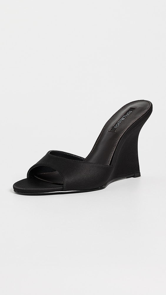 Matisse Wedge Mules - Black Satin