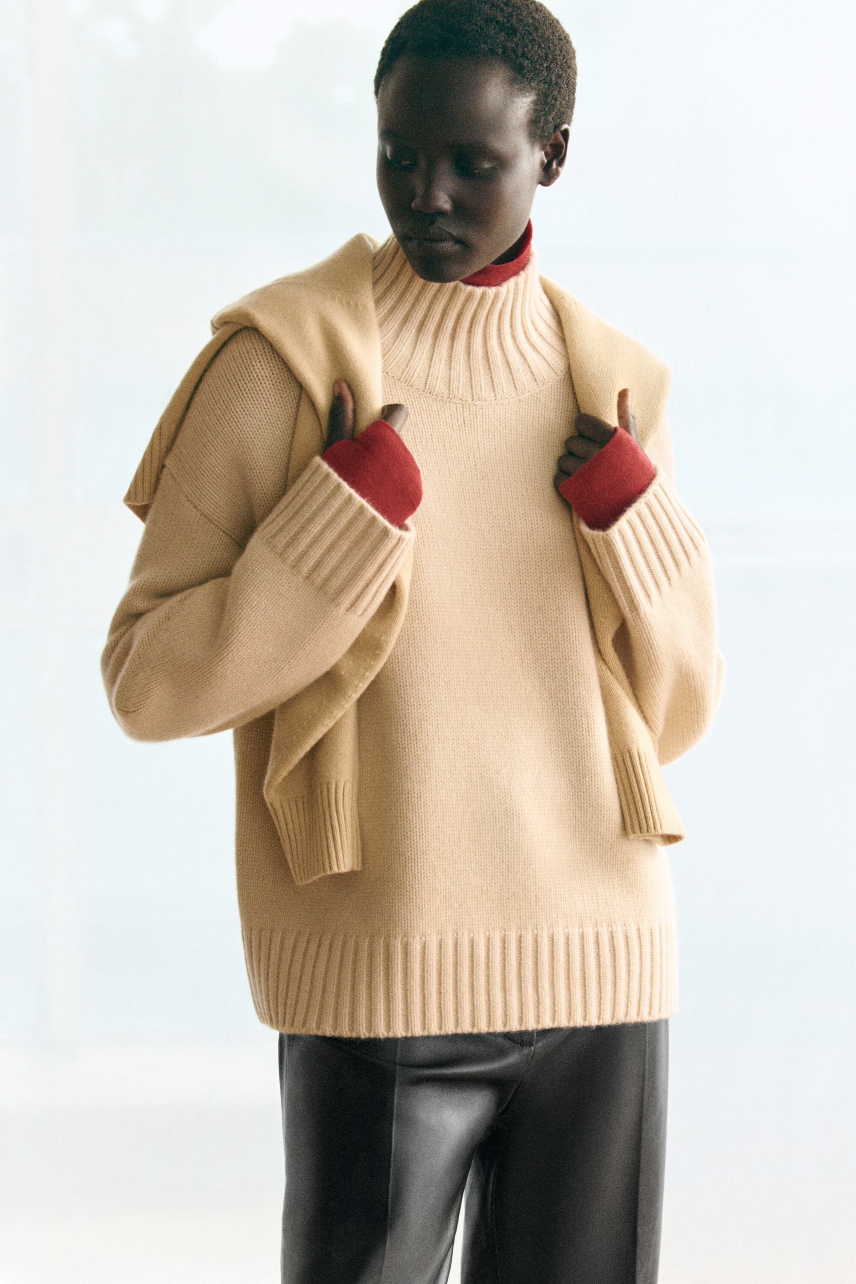 Chunky Pure Cashmere Funnel-Neck Jumper